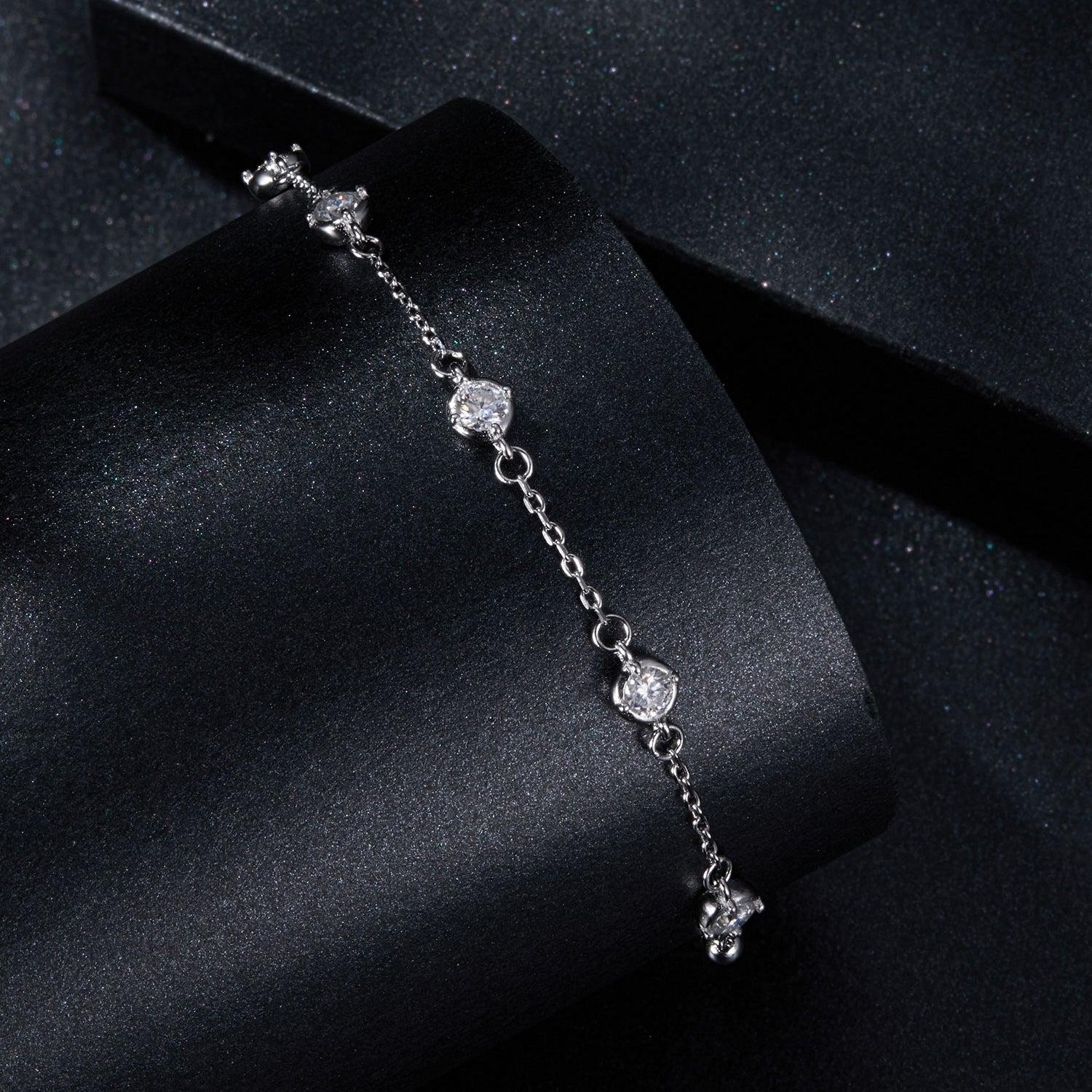925 Sterling Silver 3mm Moissanite Bracelet for Women DestGlow