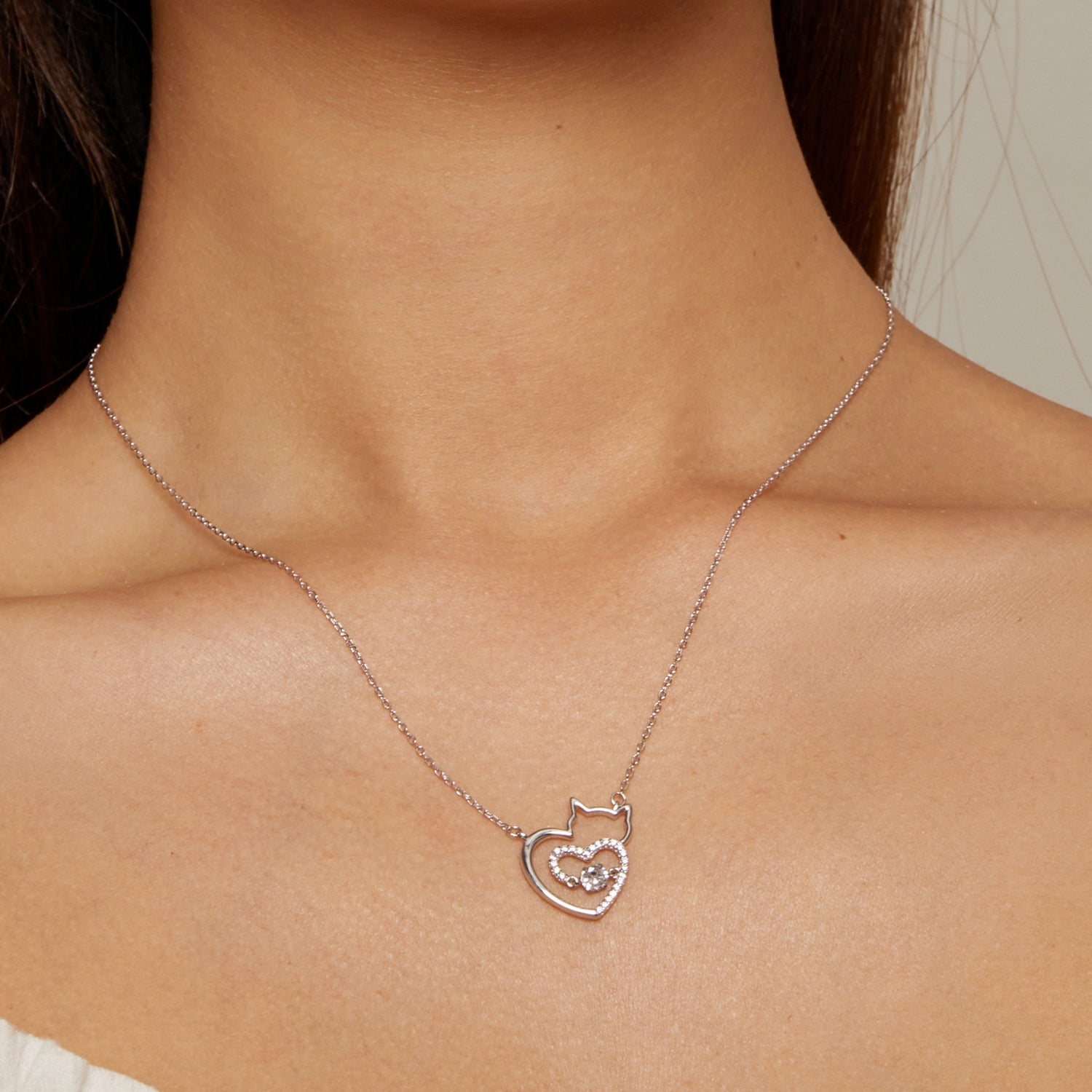 925 Sterling Silver Necklace with 19*18mm Pavé Setting CZ Pendant DestGlow