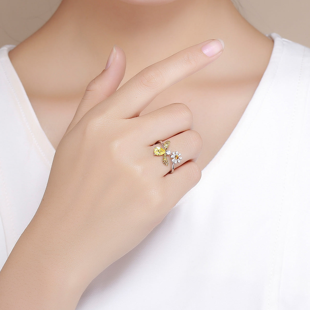 925 Sterling Silver Ring - 0.2cm Width, 1.6*1.5cm Size for Women DestGlow