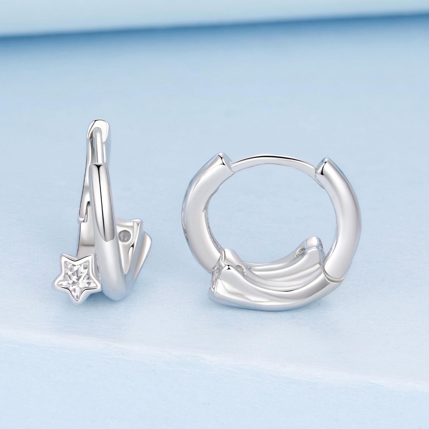 925 Sterling Silver Earrings with White Gold Plating and CZ DestGlow