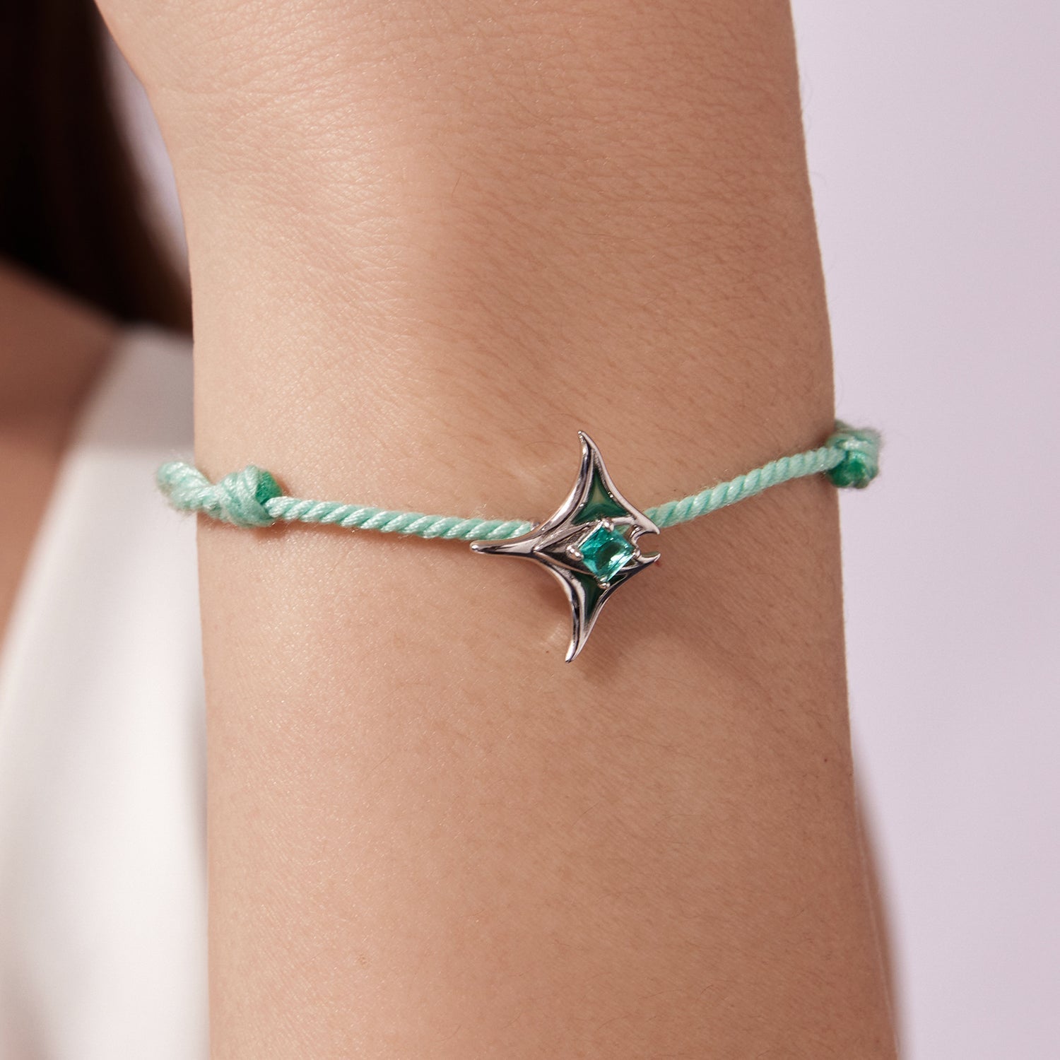 925 Sterling Silver Adjustable Bracelet with Enamel and Transparent Glass Pendant for Women DestGlow