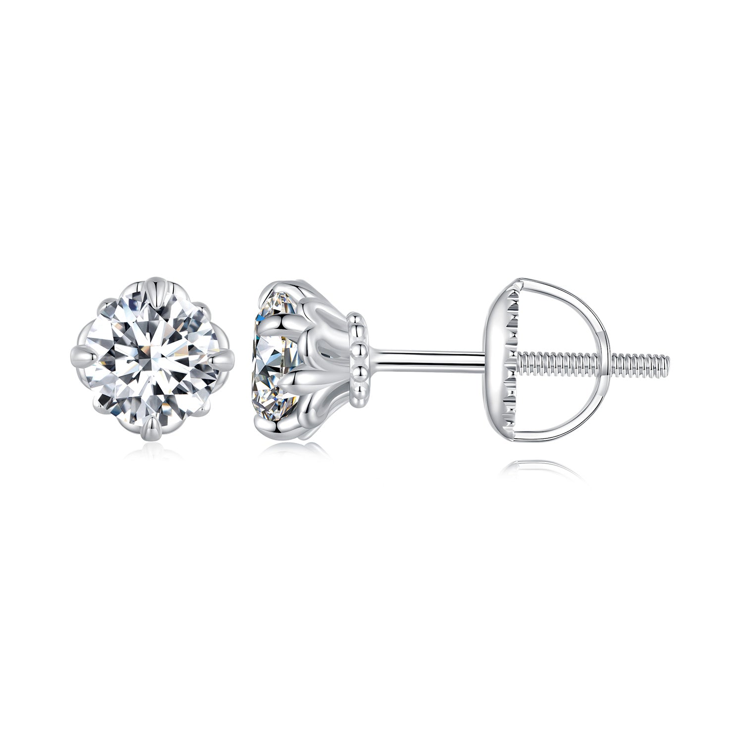925 Sterling Silver & Moissanite 0.7cm Earrings Style L for Women DestGlow
