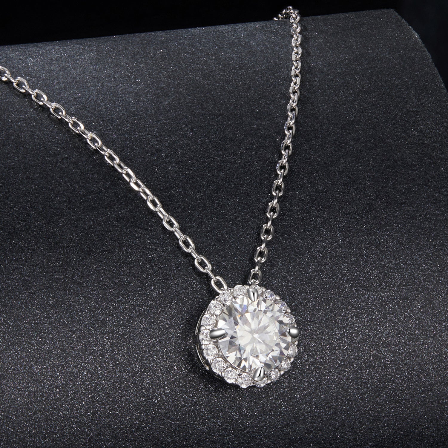 925 Sterling Silver Moissanite Necklace 40+5cm with Pavé Setting for Women DestGlow