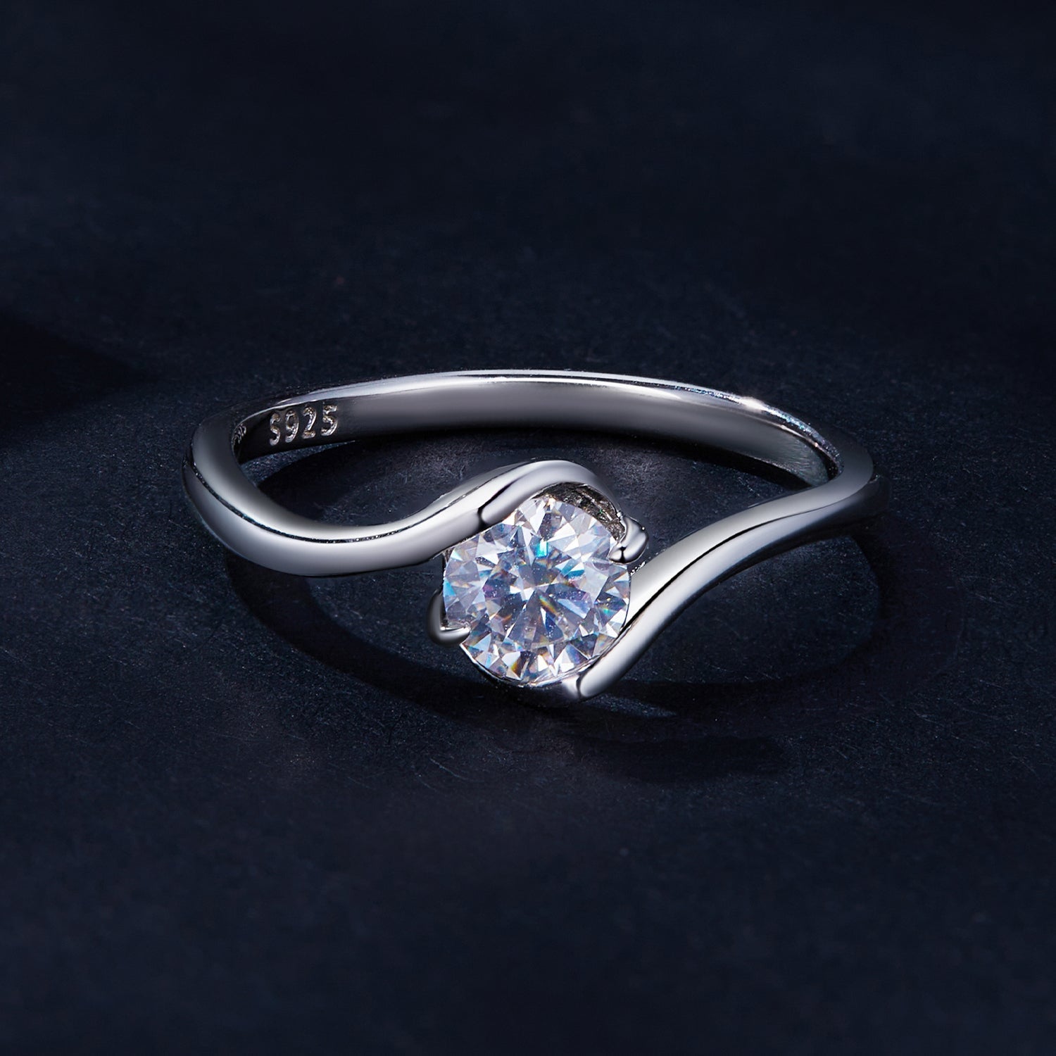 925 Sterling Silver 5mm Moissanite Ring for Women DestGlow