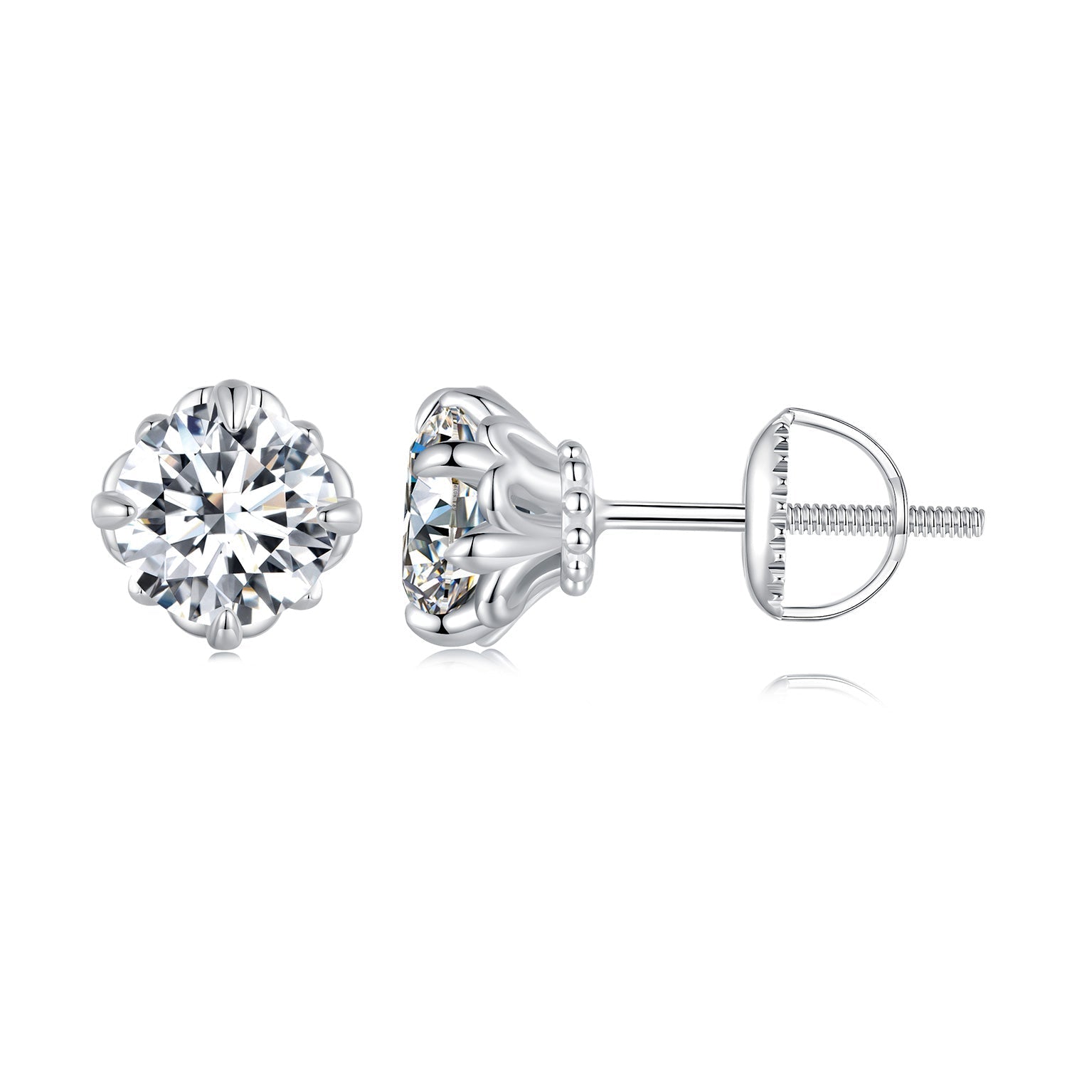 925 Sterling Silver & Moissanite 0.7cm Earrings Style L for Women DestGlow