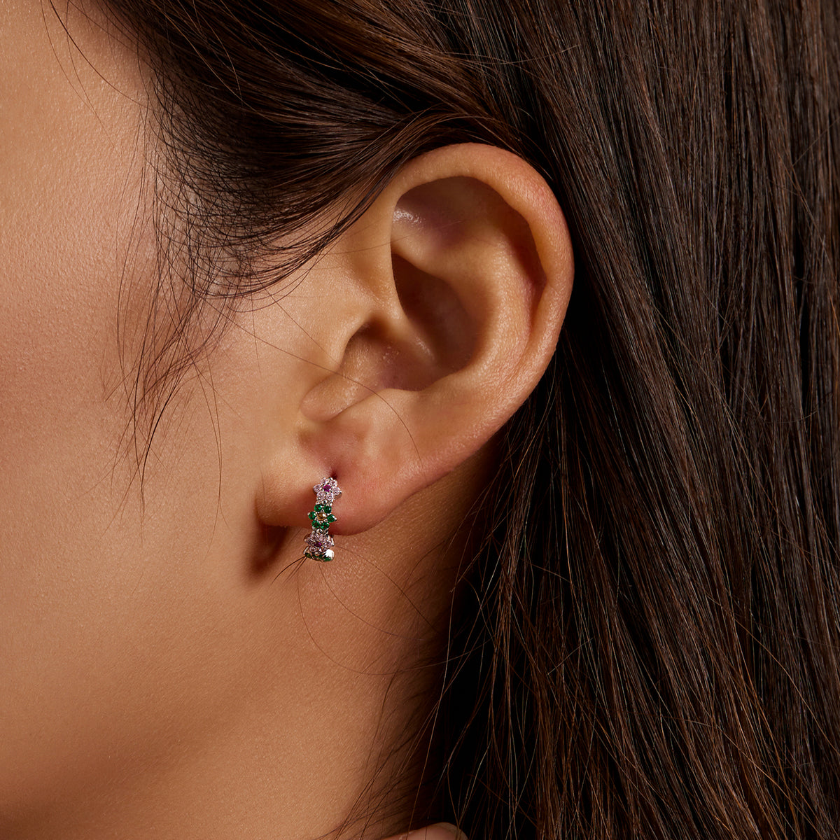 925 Sterling Silver Earrings with CZ in Pavé Setting - 1.3x0.4cm for Women DestGlow