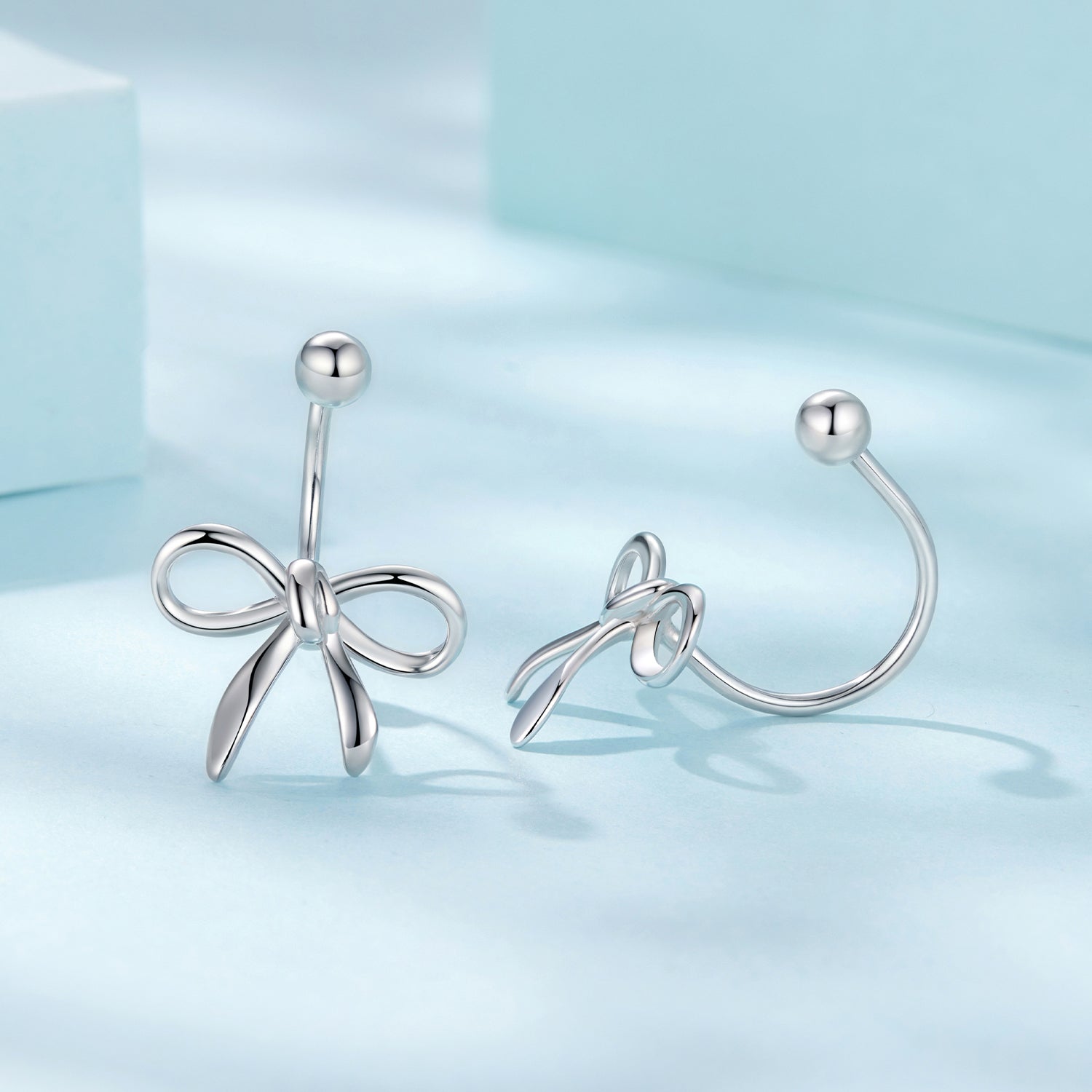 925 Sterling Silver Earrings with White Gold Plating - 1.0*1.3 cm DestGlow