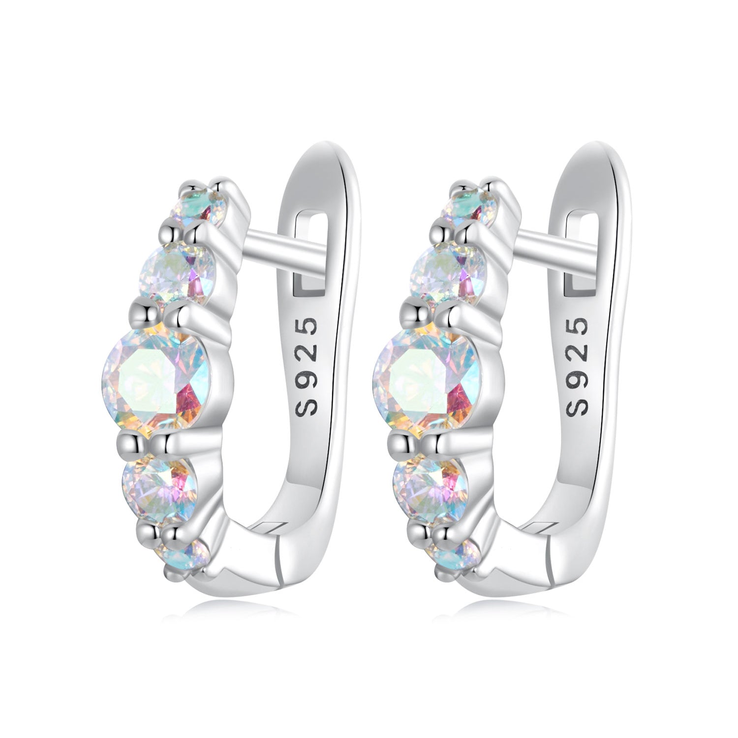 925 Sterling Silver Earrings with CZ in Pavé Setting, 12x3mm, for Women DestGlow