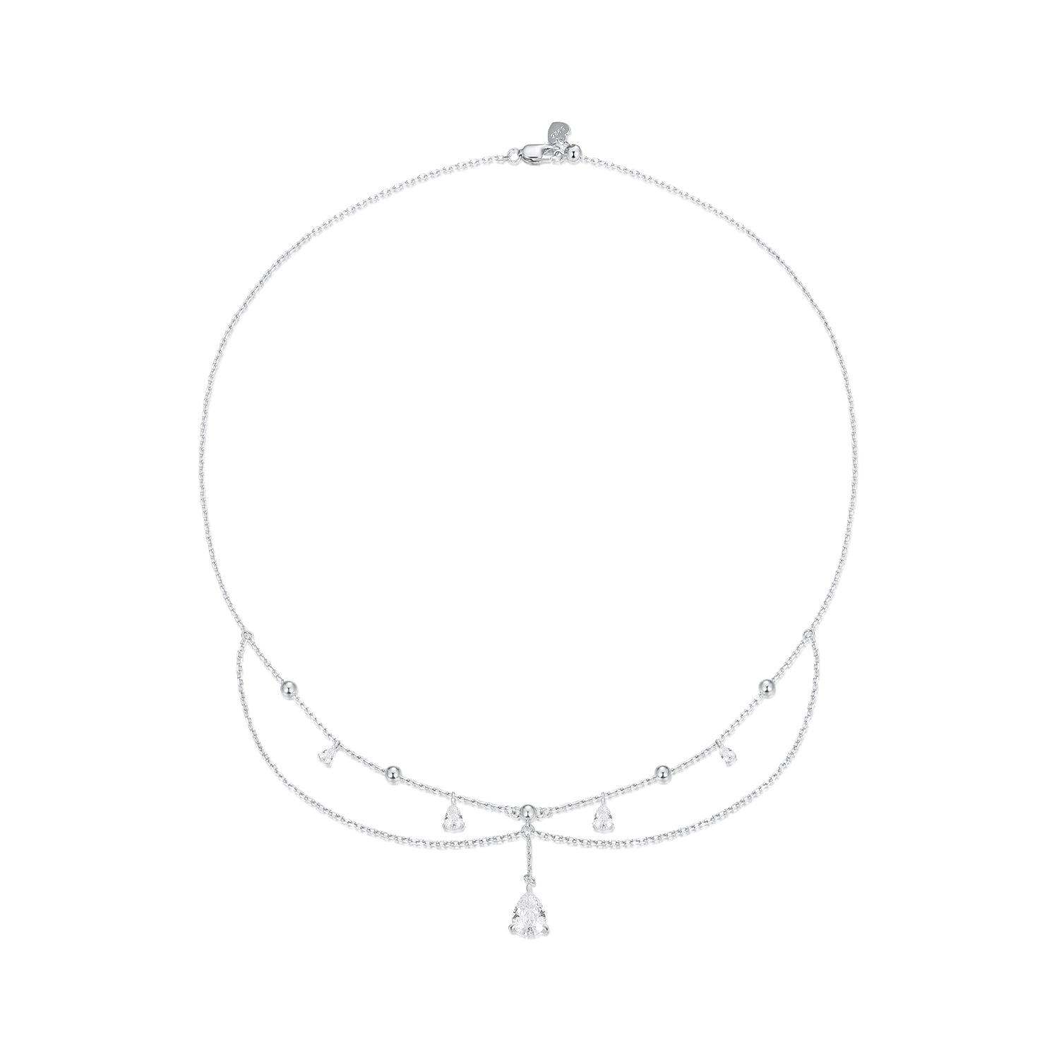 925 Sterling Silver 400mm CZ Pavé Setting Necklace for Women DestGlow