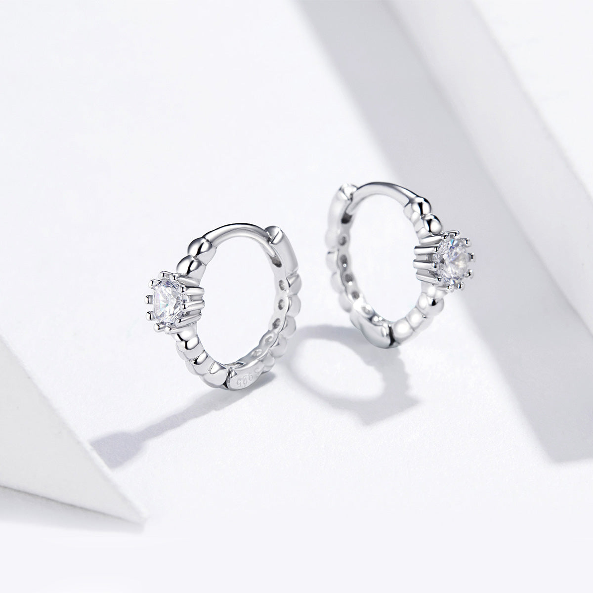 925 Sterling Silver Earrings with Pavé Setting CZ - 1cm for Women DestGlow