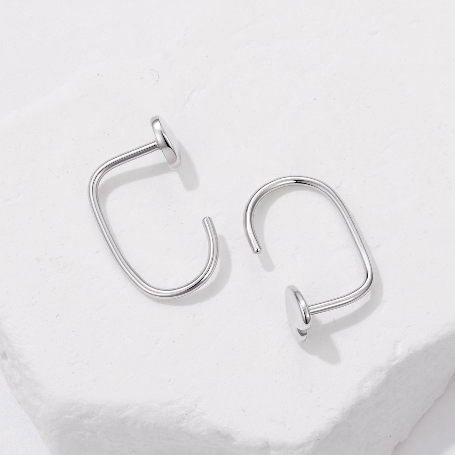 925 Silver White Gold Plated 1.4cm Brass Earrings for Women DestGlow
