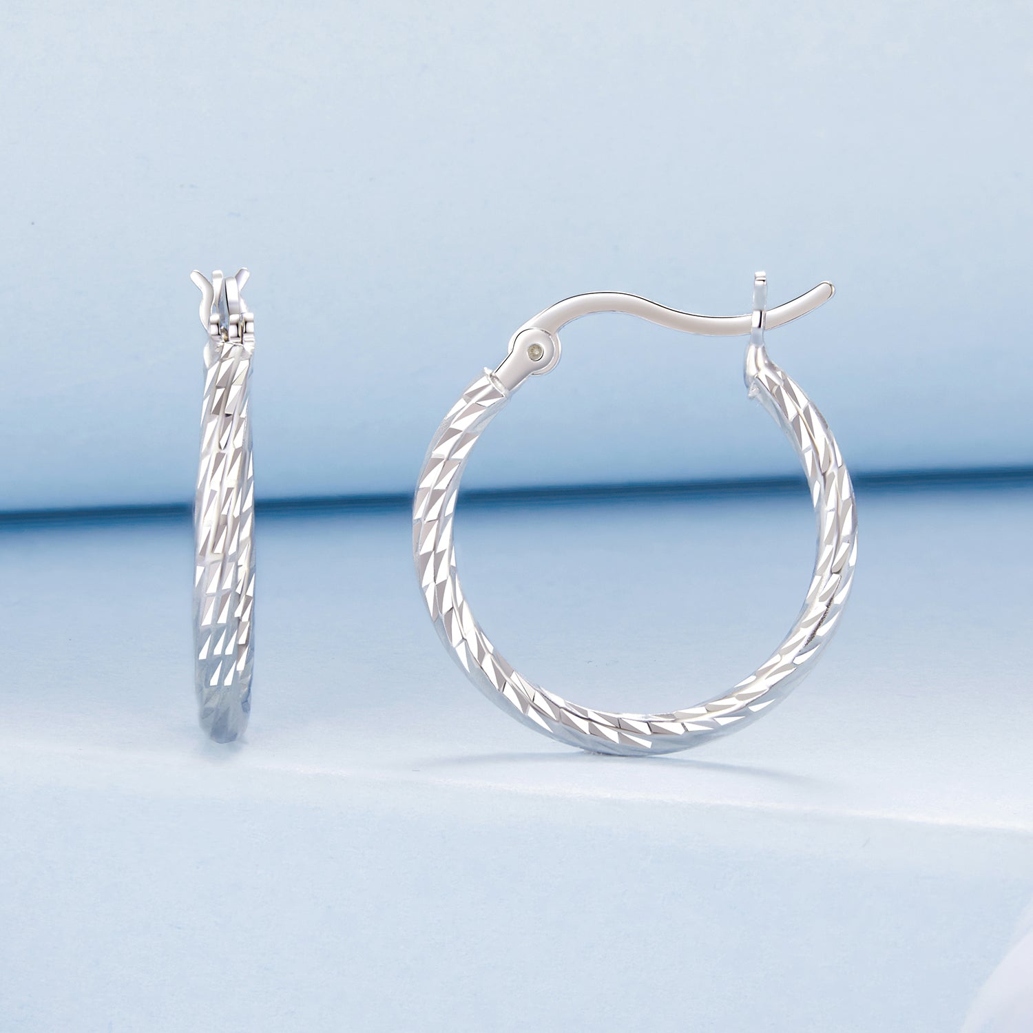 925 Sterling Silver Earrings with White Gold Plating DestGlow