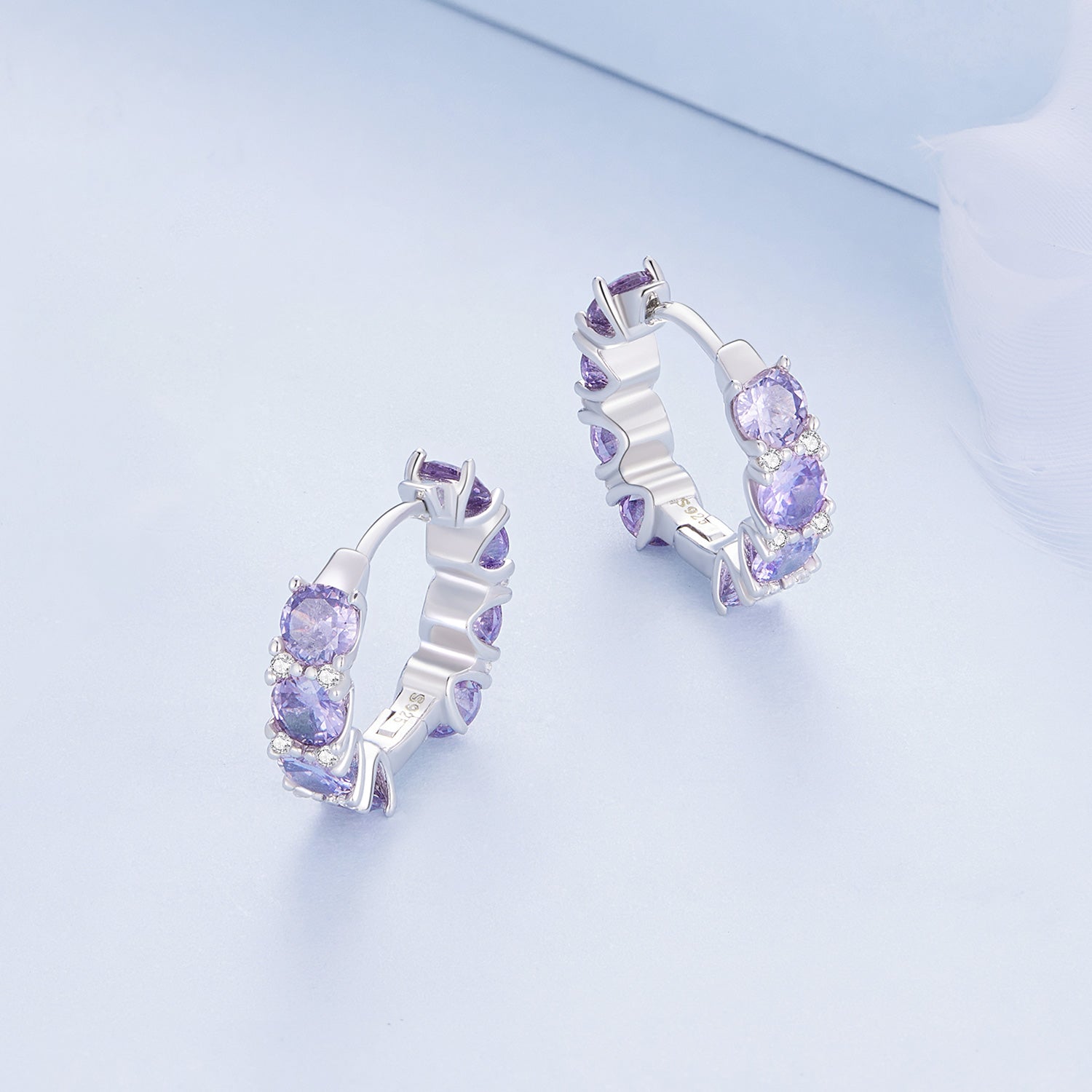 925 Sterling Silver Earrings with Pavé Setting and Plated Platinum for Women DestGlow
