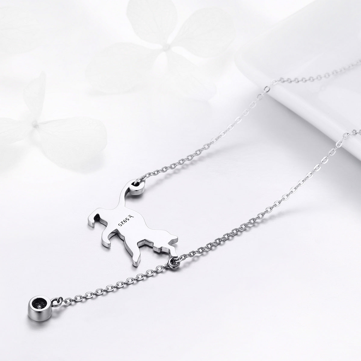 925 Sterling Silver Necklace 38-45cm with 1.4*2.5cm Pendant for Women DestGlow