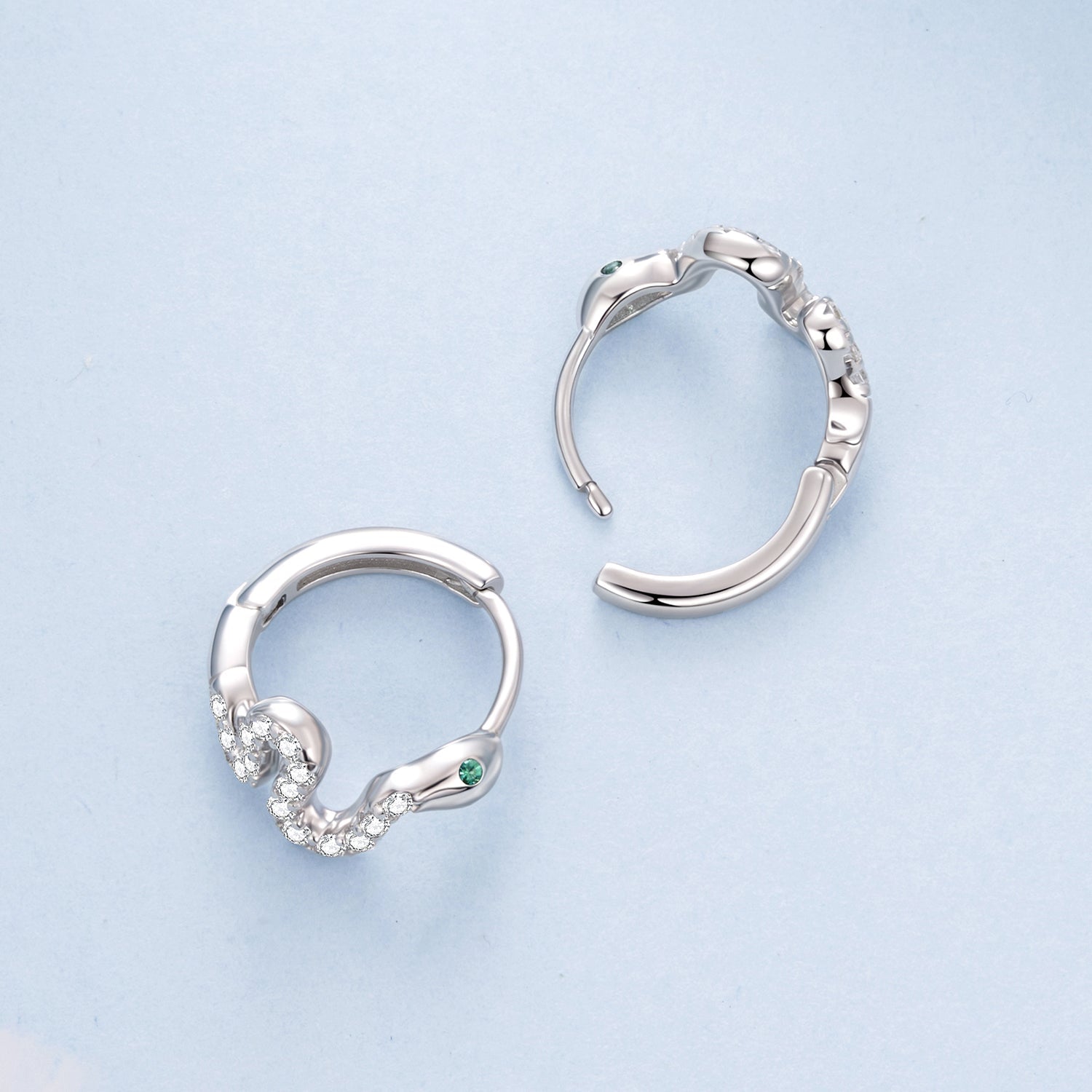 925 Sterling Silver Hoop Earrings with White Gold Plating and CZ Stones DestGlow