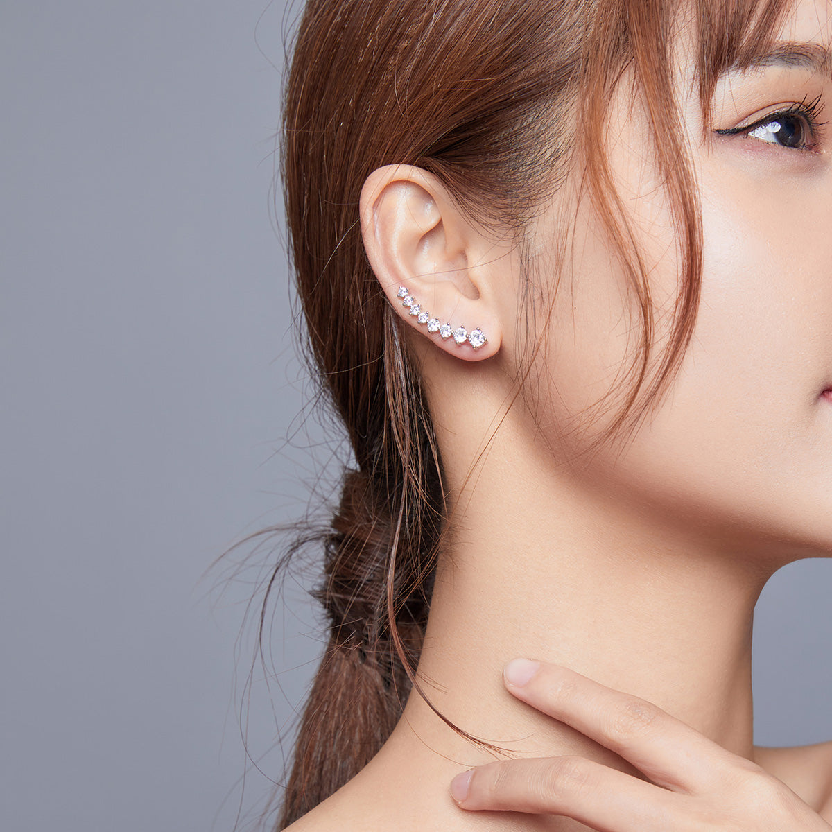 925 Sterling Silver Earrings with Pavé Setting CZ - 2.9*0.7cm DestGlow