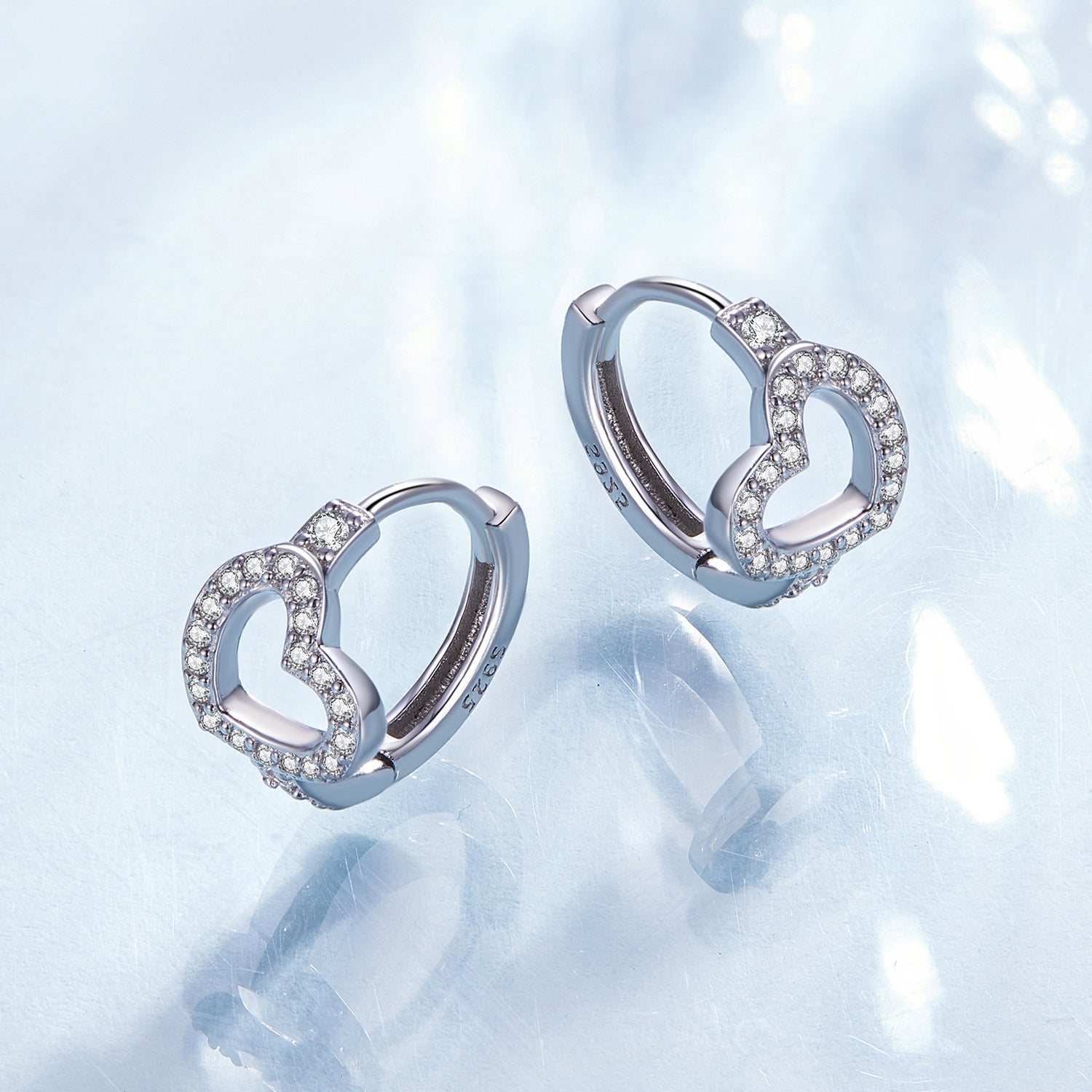 925 Sterling Silver Blue Pavé Setting CZ Earrings 12x8mm for Women DestGlow