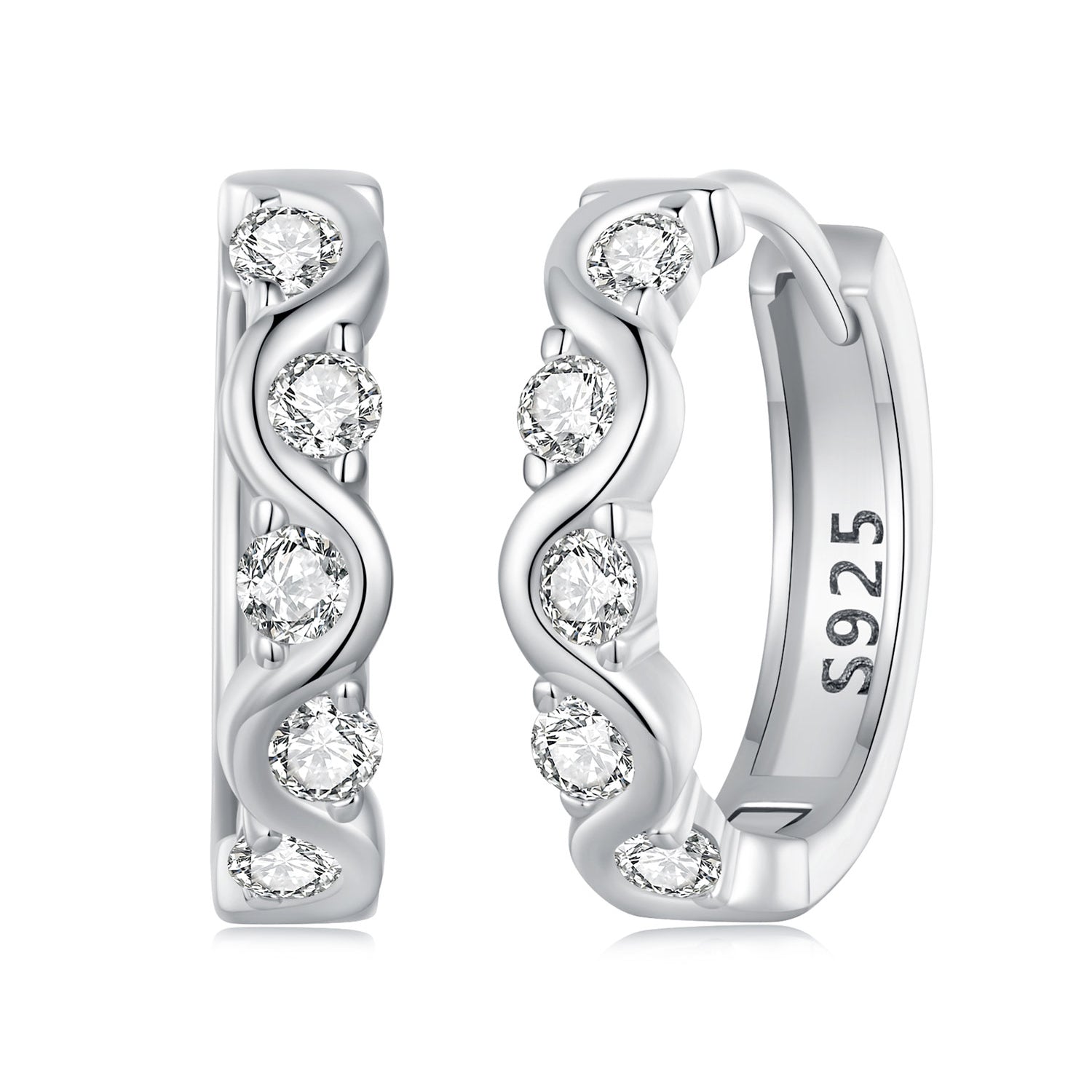 925 Sterling Silver Earrings with Platinum Plating and CZ - Stylish and Elegant Design for Women DestGlow