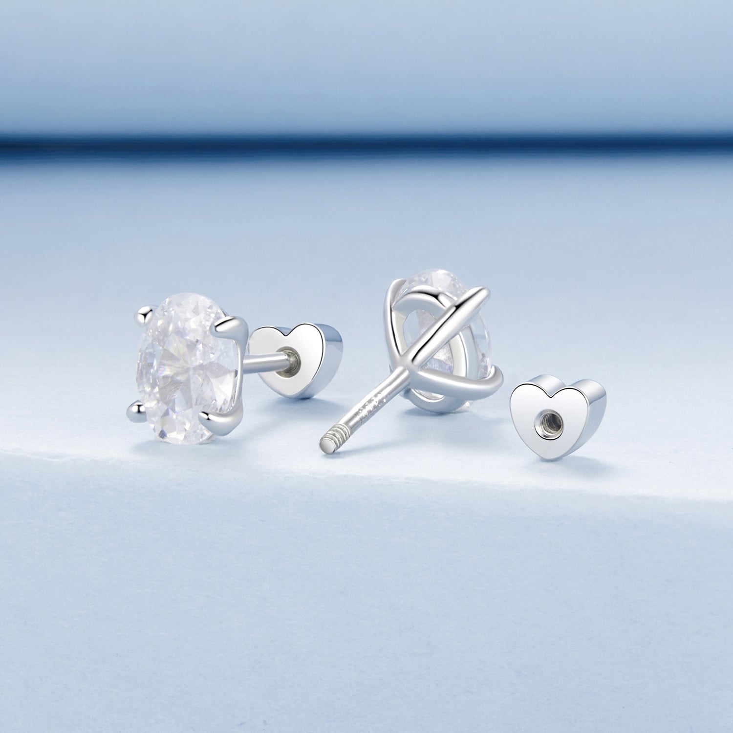 925 Sterling Silver Earrings with Pavé Setting CZ, 0.7*0.5cm, for Women DestGlow