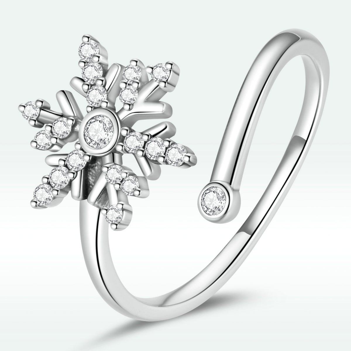 925 Sterling Silver Snowflake Ring with Pavé Setting CZ and Oxidized Finish for Women DestGlow