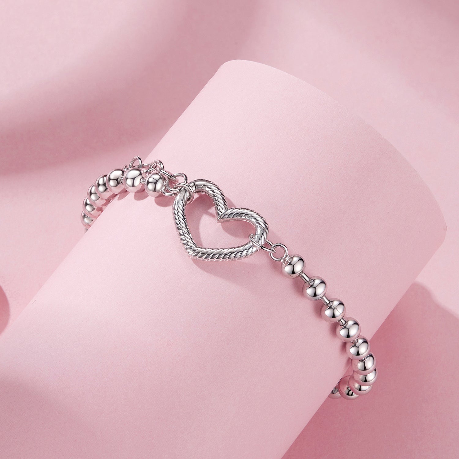925 Sterling Silver 16+5cm White Gold Plated Heart Bracelet for Women DestGlow