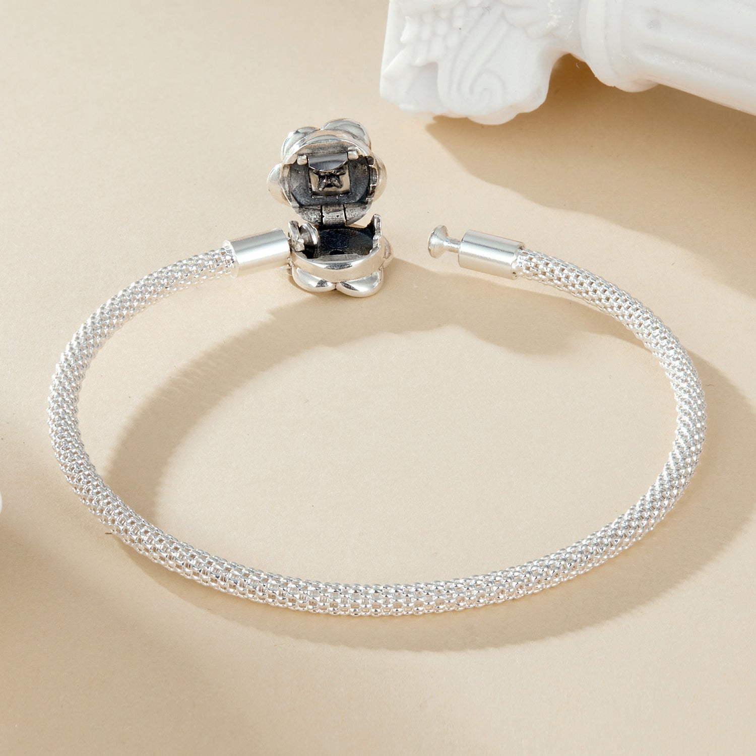 925 Sterling Silver Bracelet with Oxidized Finish and CZ 17.0 cm DestGlow