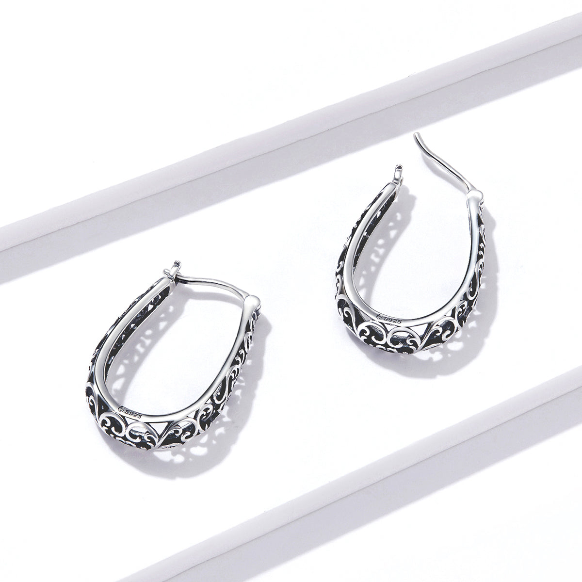 925 Sterling Silver Earrings 2.3*0.4cm Oxidized Silver for Women DestGlow