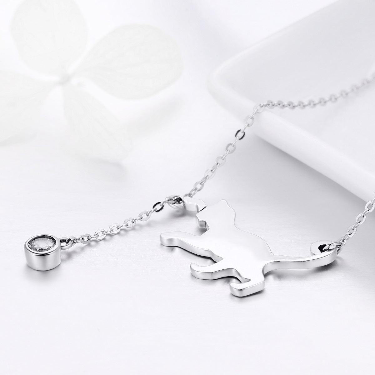 925 Sterling Silver Necklace 38-45cm with 1.4*2.5cm Pendant for Women DestGlow