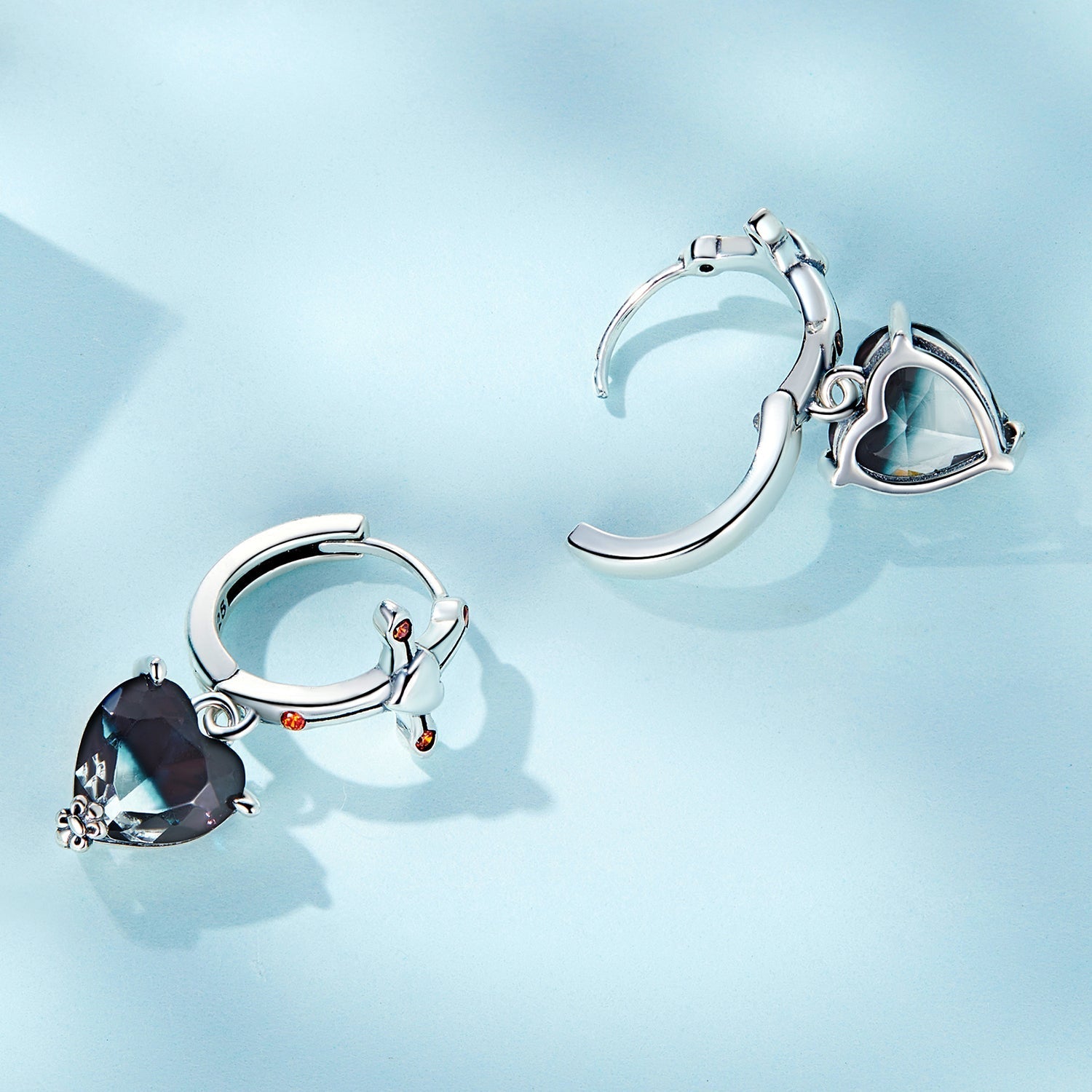 925 Sterling Silver Earrings with Pavé Setting CZ - Oxidized Silver - 2.3cm x 0.9cm - For Women DestGlow