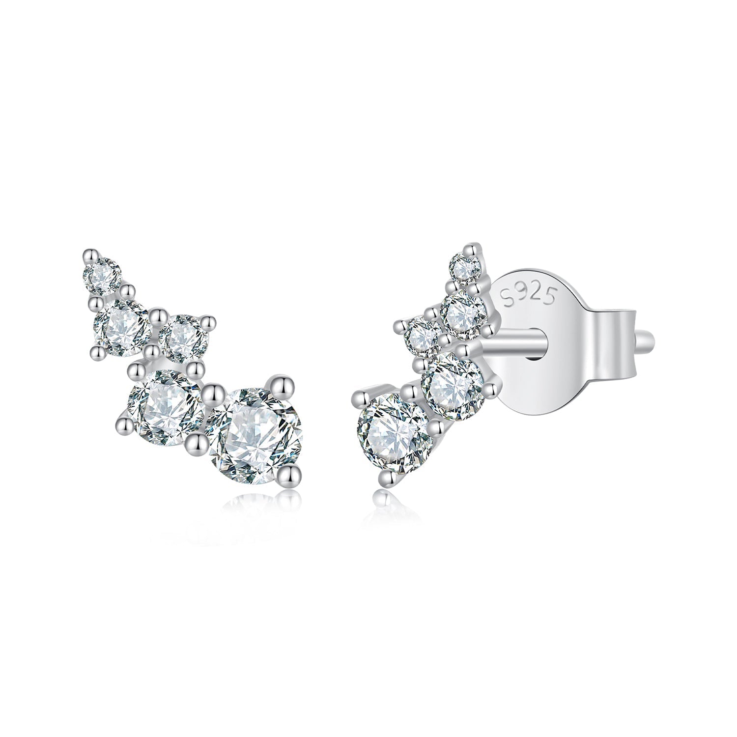 925 Sterling Silver Moissanite Earrings with White Gold Plating for Women DestGlow