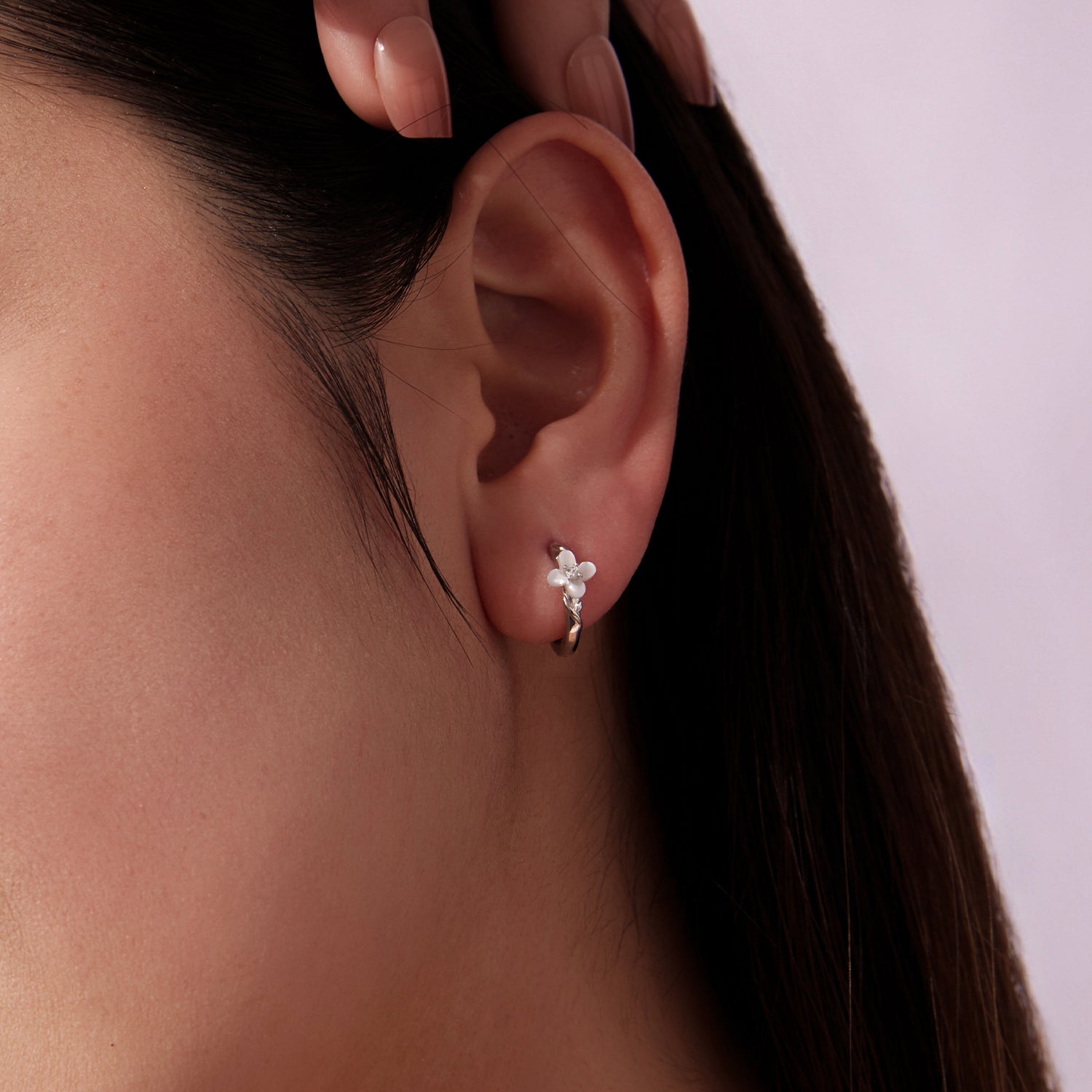 925 Sterling Silver Earrings with Pavé Setting CZ and High-Quality Nacre for Women DestGlow