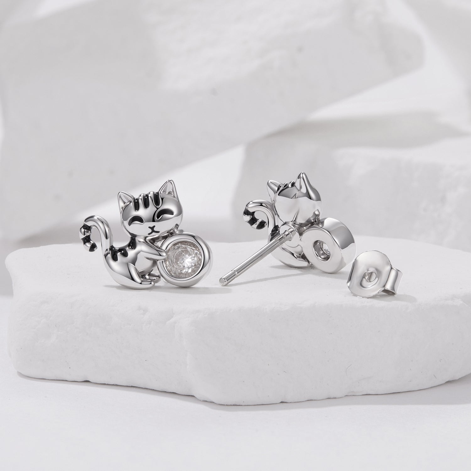 925 Sterling Silver Brass White Gold Plated Earrings with CZ for Women DestGlow