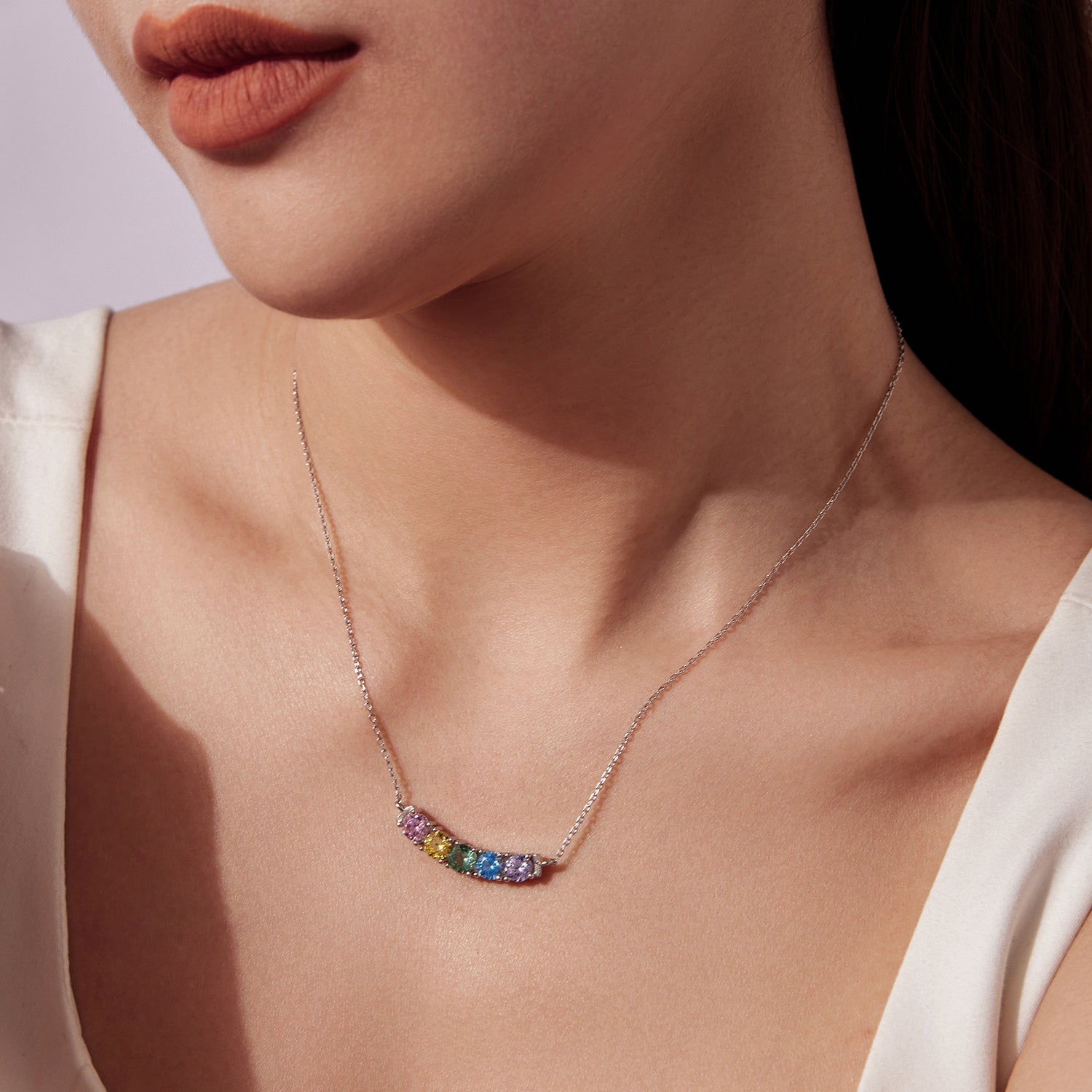 925 Sterling Silver White Gold Plated 40+5cm Necklace with Pavé Setting CZ for Women DestGlow