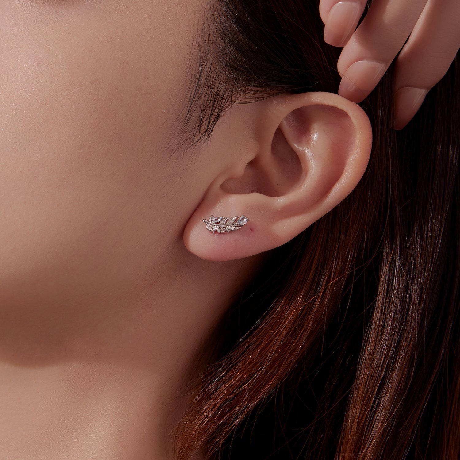 925 Sterling Silver Earrings with Pavé Setting CZ and White Gold Plating DestGlow