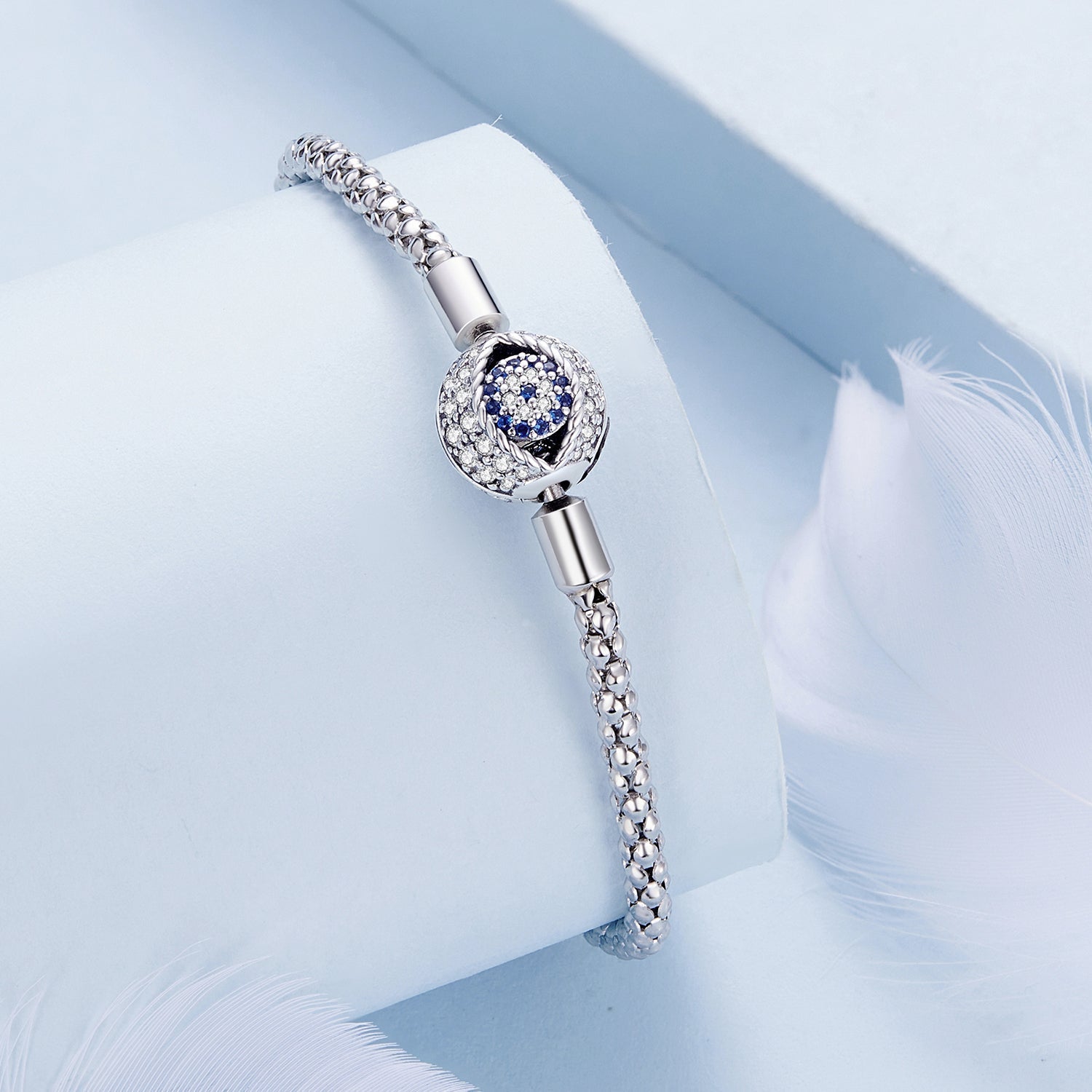 925 Sterling Silver Pavé Setting CZ 17.0 cm Oxidized Silver Bracelet for Women DestGlow
