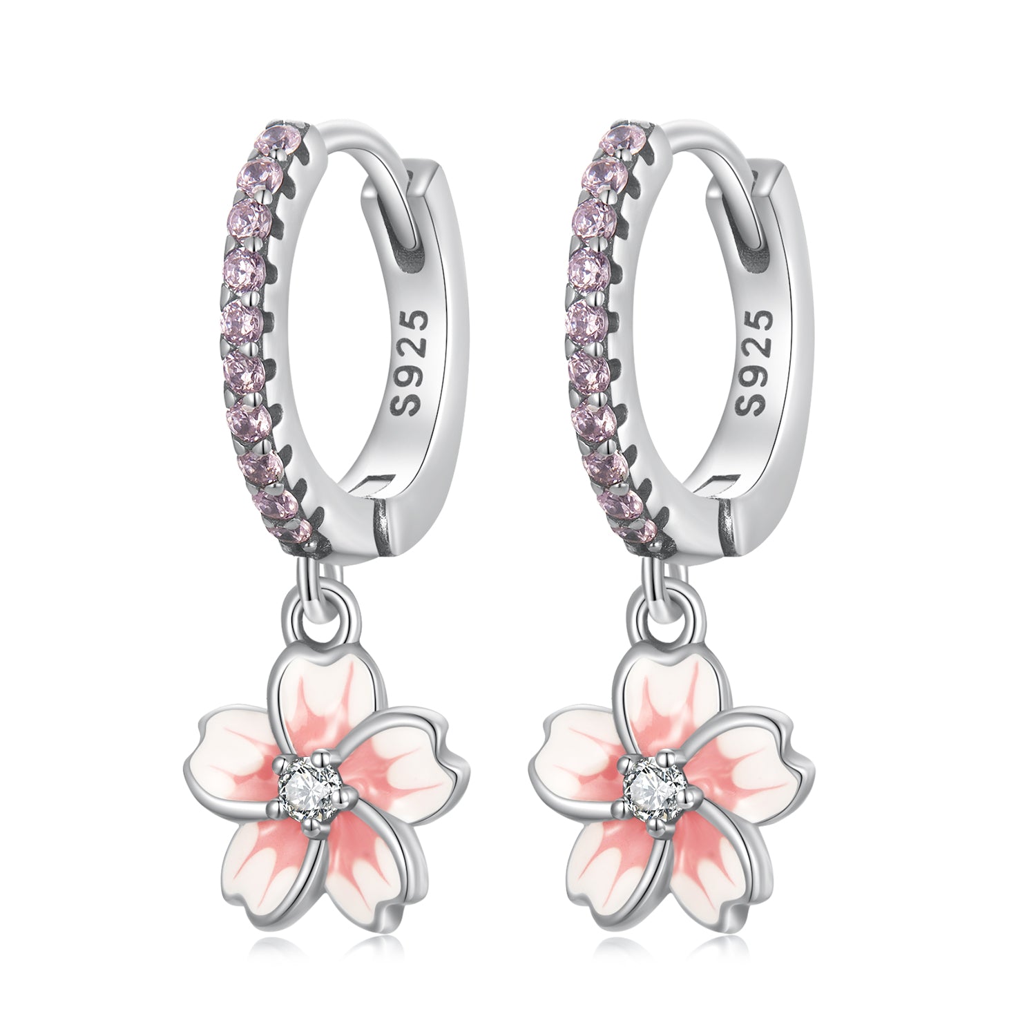 925 Sterling Silver Earrings with CZ and Enamel, 2.2x0.8m, for Women DestGlow