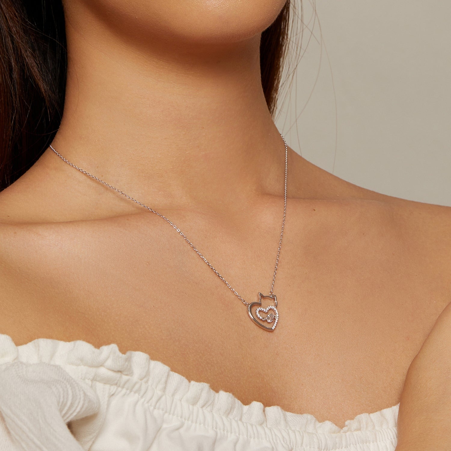 925 Sterling Silver Necklace with 19*18mm Pavé Setting CZ Pendant DestGlow