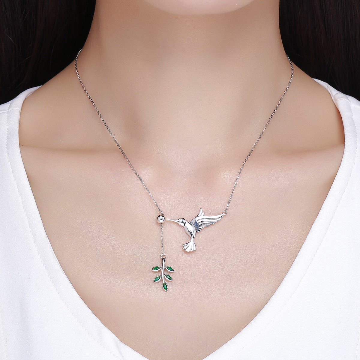 925 Sterling Silver Necklace with Bird and Leaves Design for Women DestGlow