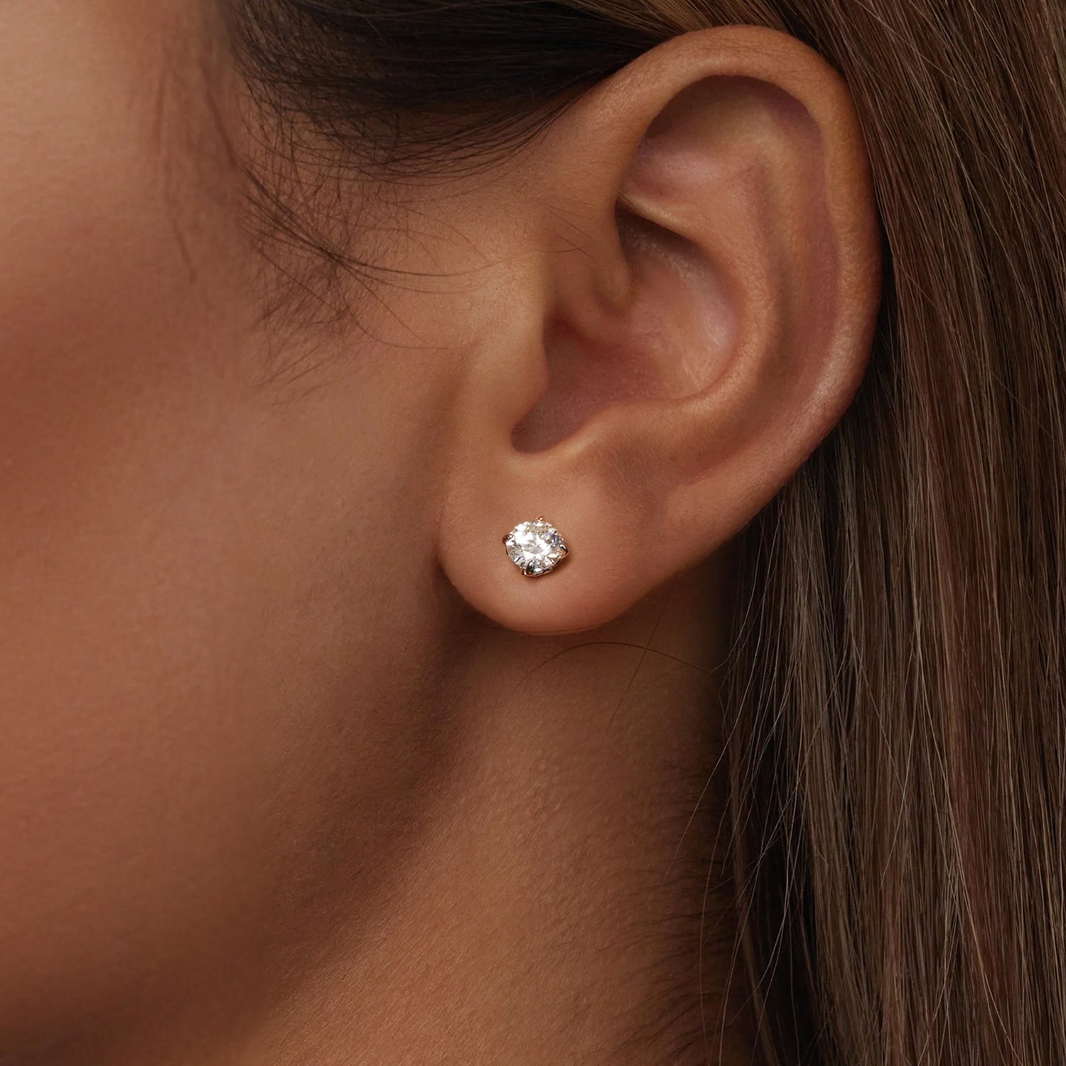 925 Sterling Silver 5mm Moissanite Earrings with White Gold Plating for Women DestGlow