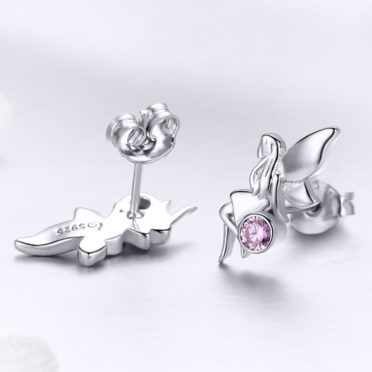 925 Sterling Silver Earrings with Pavé Setting CZ, 1.6*0.7 cm for Women DestGlow