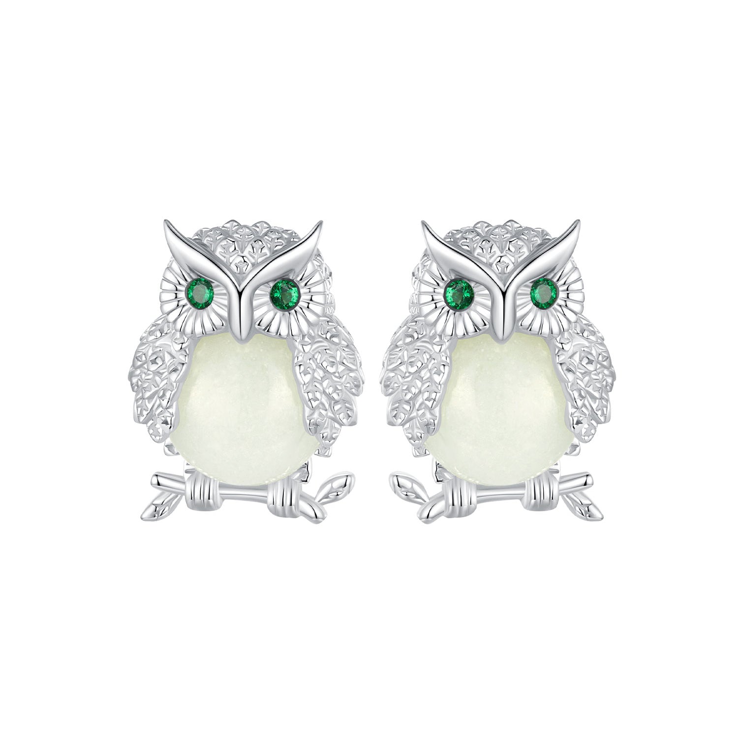 925 Sterling Silver Plated Platinum Luminous Stone Earrings 10*8mm for Women DestGlow