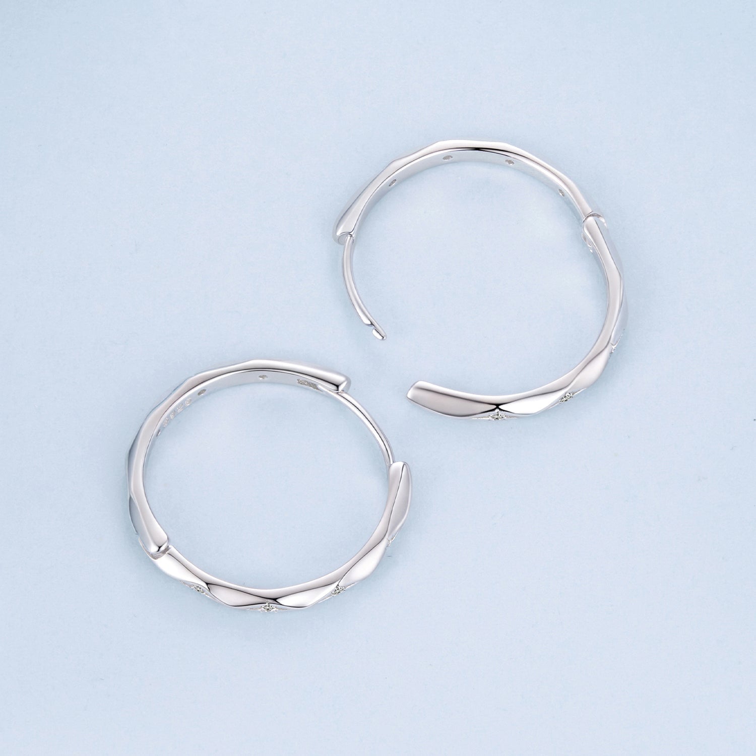 925 Sterling Silver White Gold Plated Hoop Earrings with CZ - 2.0cm DestGlow
