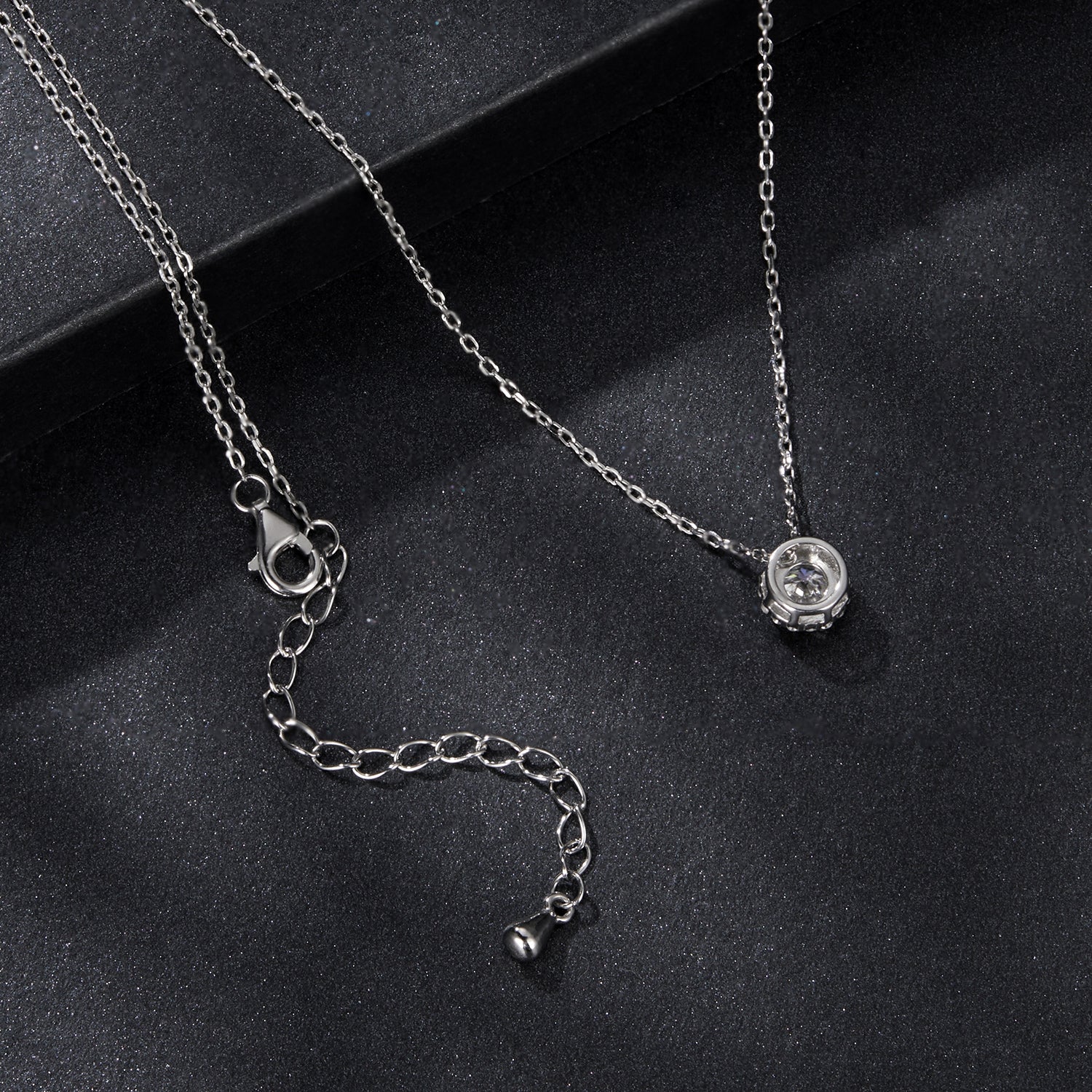 925 Sterling Silver Moissanite Necklace 40+5cm with Pavé Setting for Women DestGlow