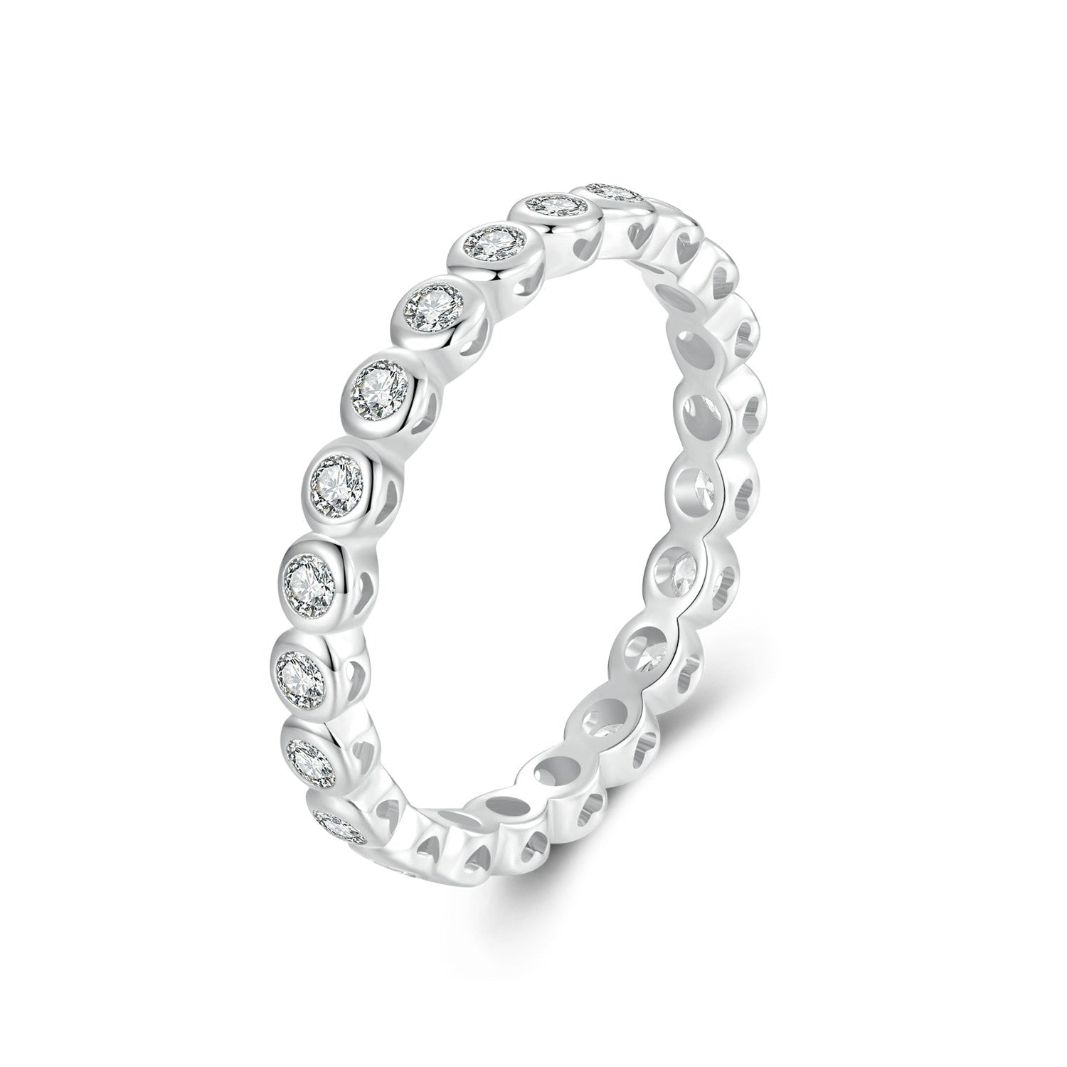 925 Sterling Silver 2mm Moissanite Ring Size 7 for Women DestGlow