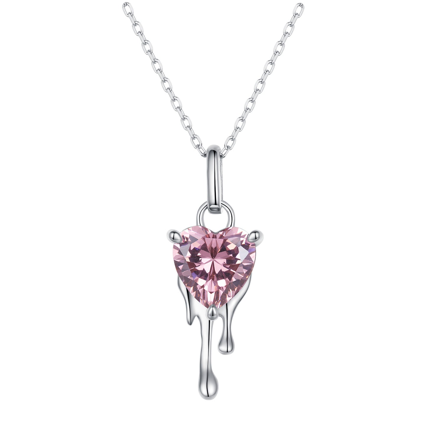 925 Sterling Silver Adjustable Necklace with Pavé Setting CZ & Pendant for Women DestGlow