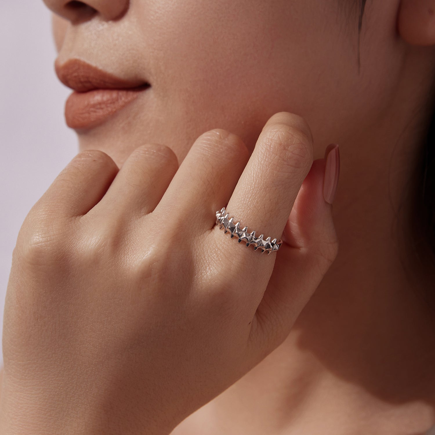 925 Sterling Silver + Plated White Gold 0.24cm Ring for Women DestGlow