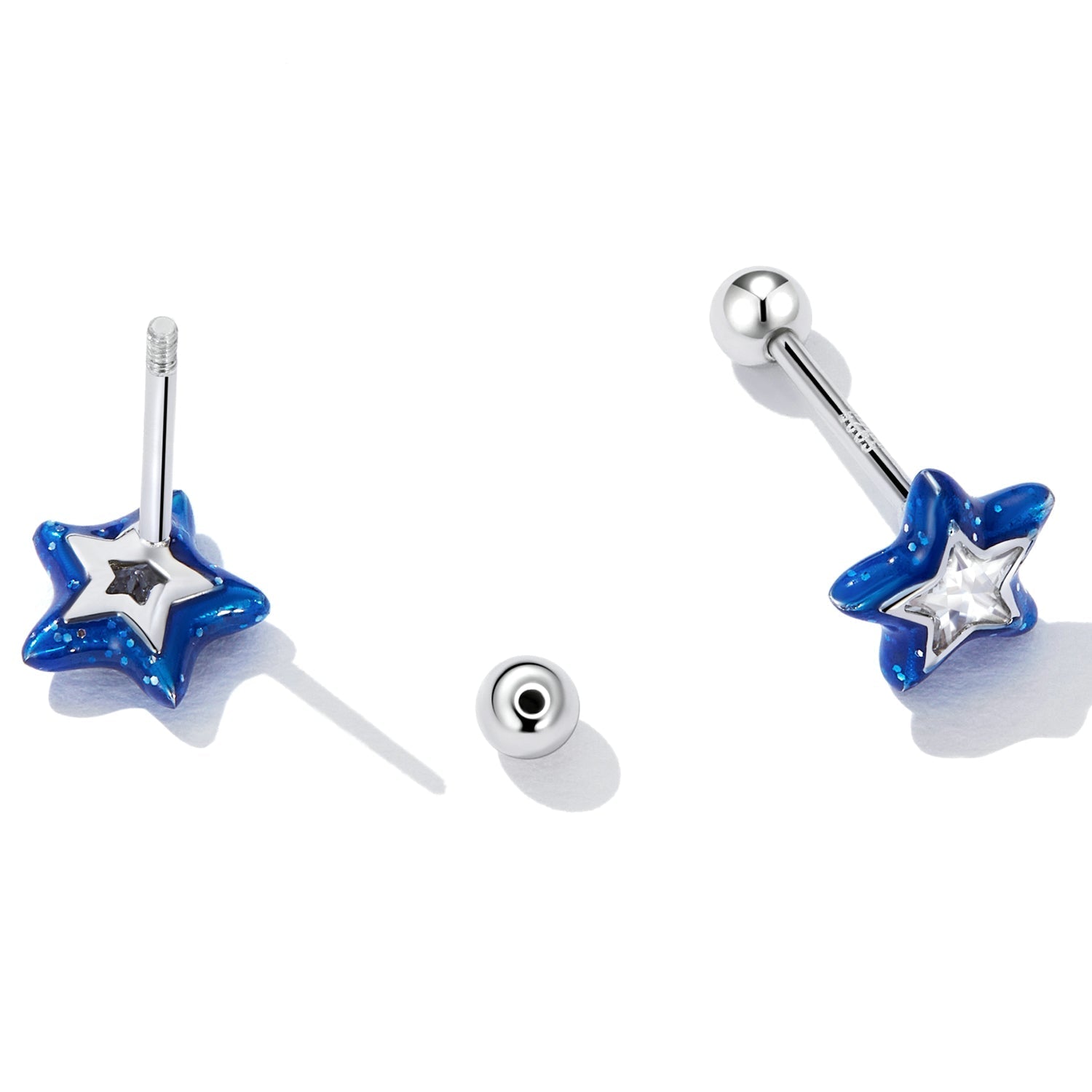 925 Sterling Silver Enamel CZ Stud Earrings in Platinum Plating DestGlow