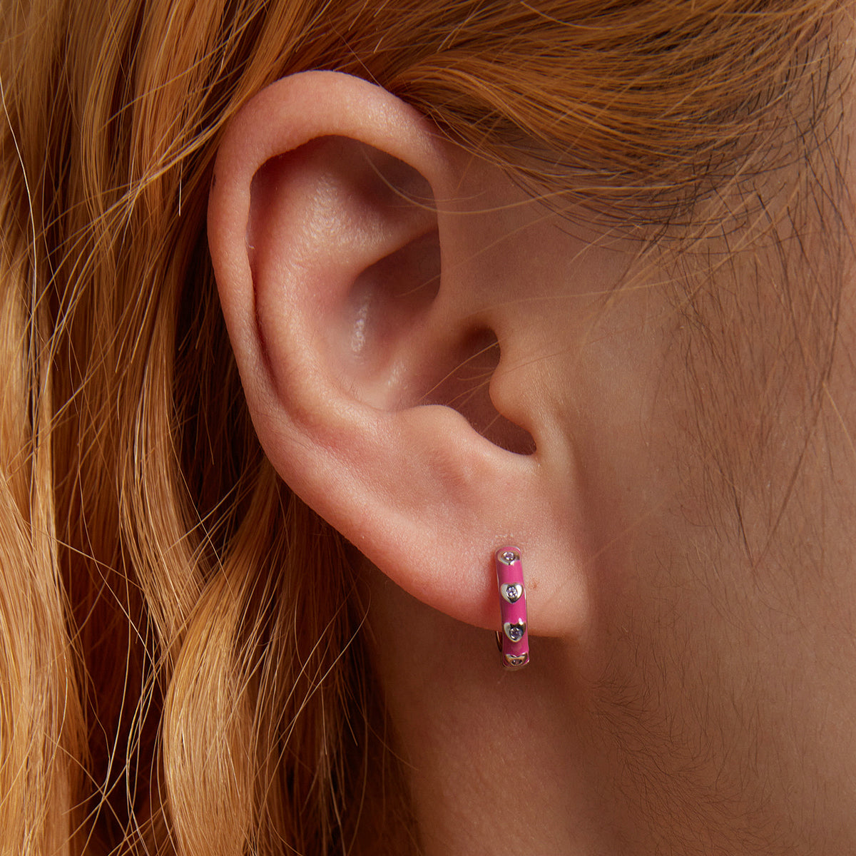 925 Sterling Silver Enamel CZ Earrings for Women, 1.2*0.3cm, Platinum Plated DestGlow