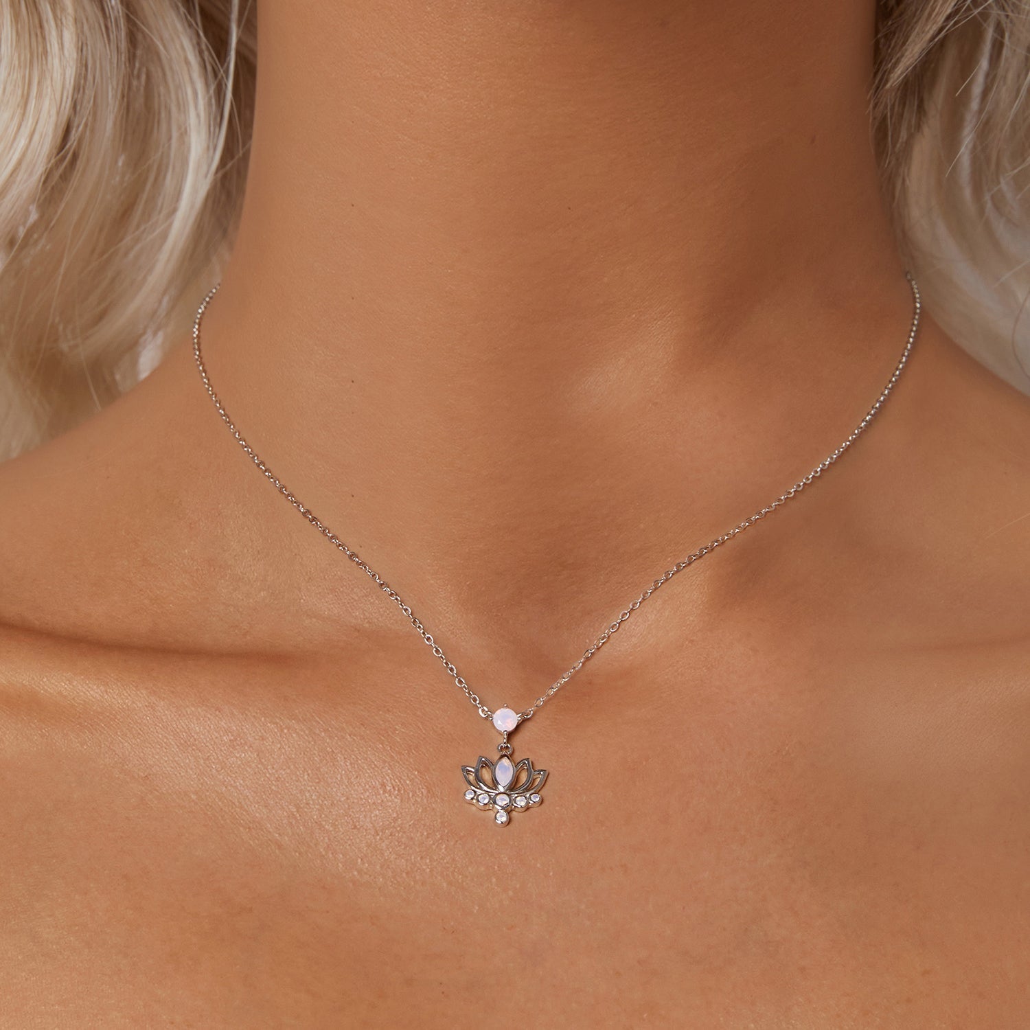 925 Sterling Silver Opal Nanometer Stone Necklace for Women DestGlow