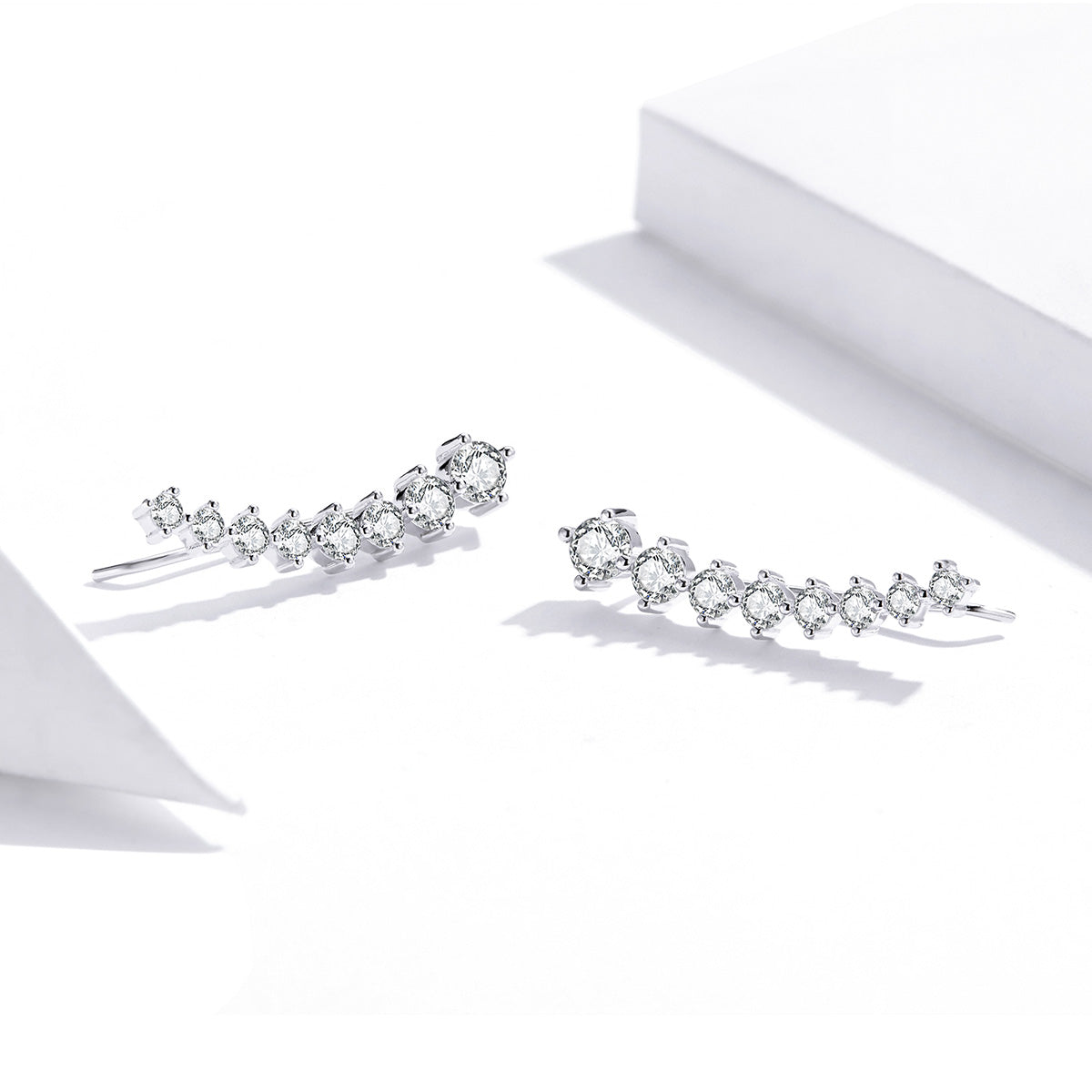 925 Sterling Silver Earrings with Pavé Setting CZ - 2.9*0.7cm DestGlow